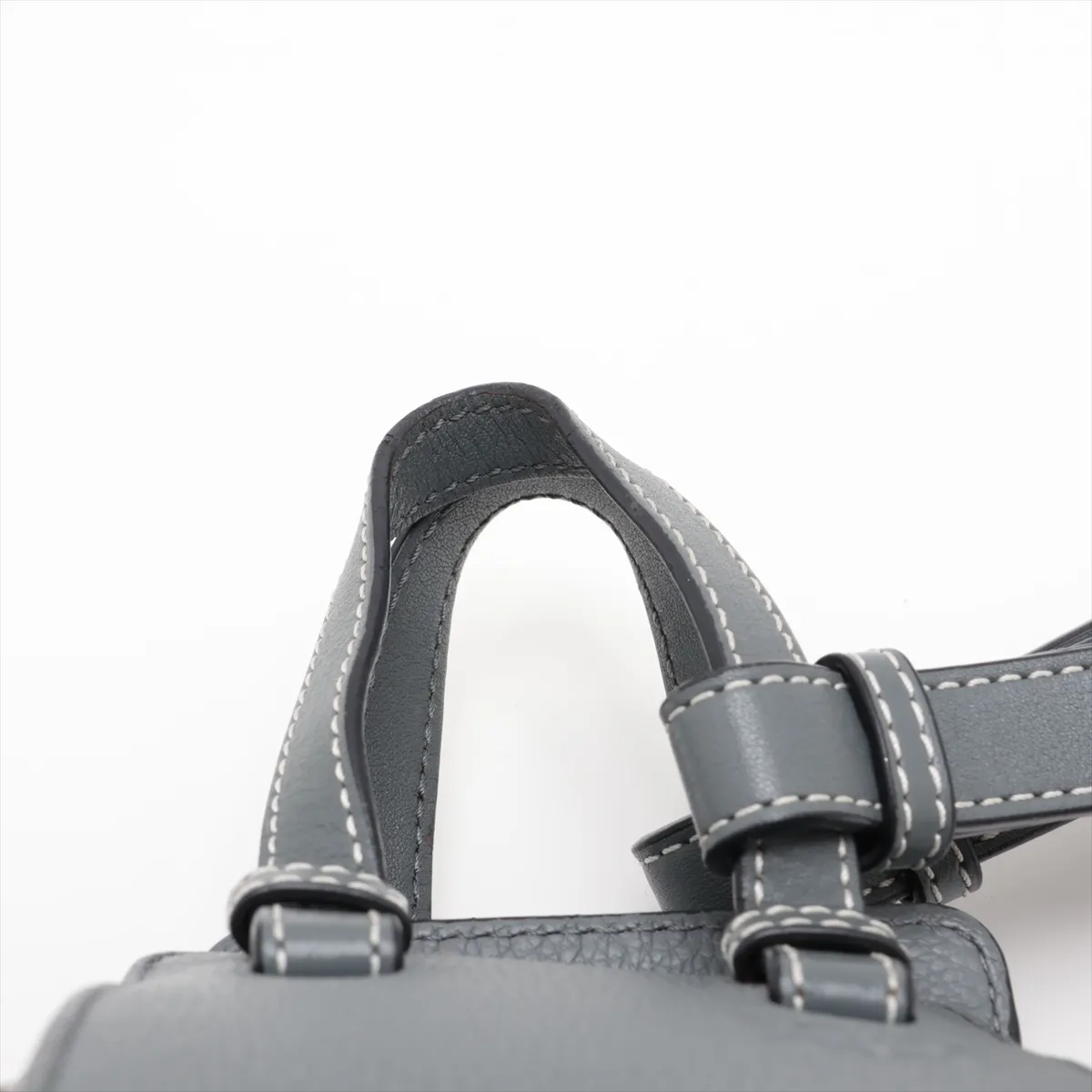 Hammock Drawstring Mini Leather 2-Way Handbag, Gray — view 6