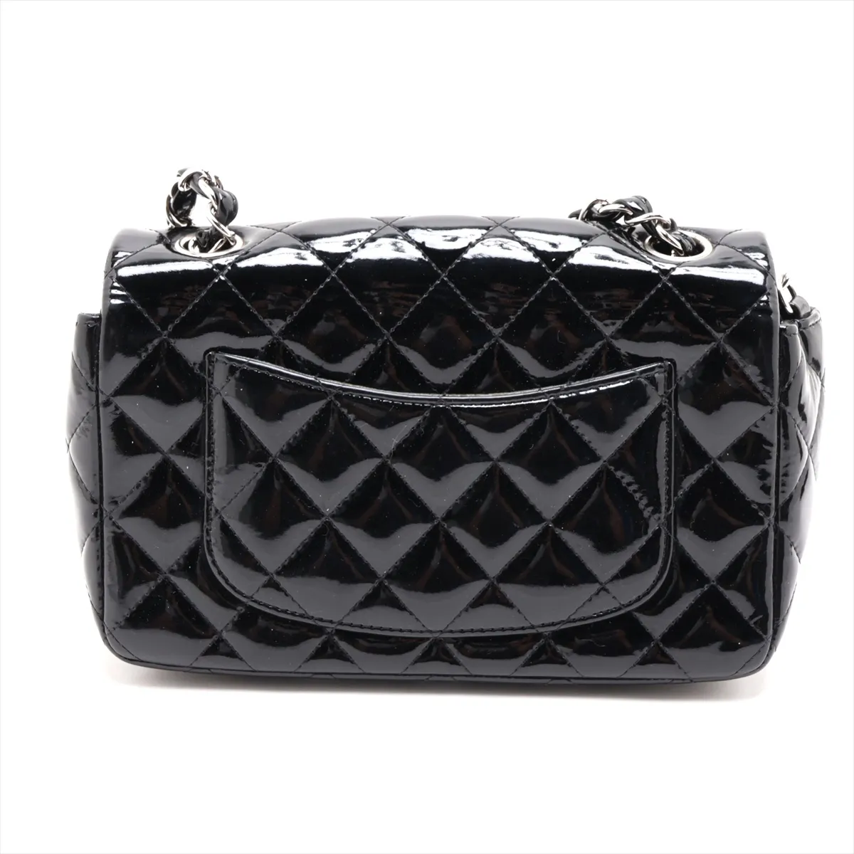 Mini Matelassé 20 Patent Leather Single Flap Single Chain Bag, Black with Silver Hardware, 17620845, Serial Number 17-series, A69900 — view 2