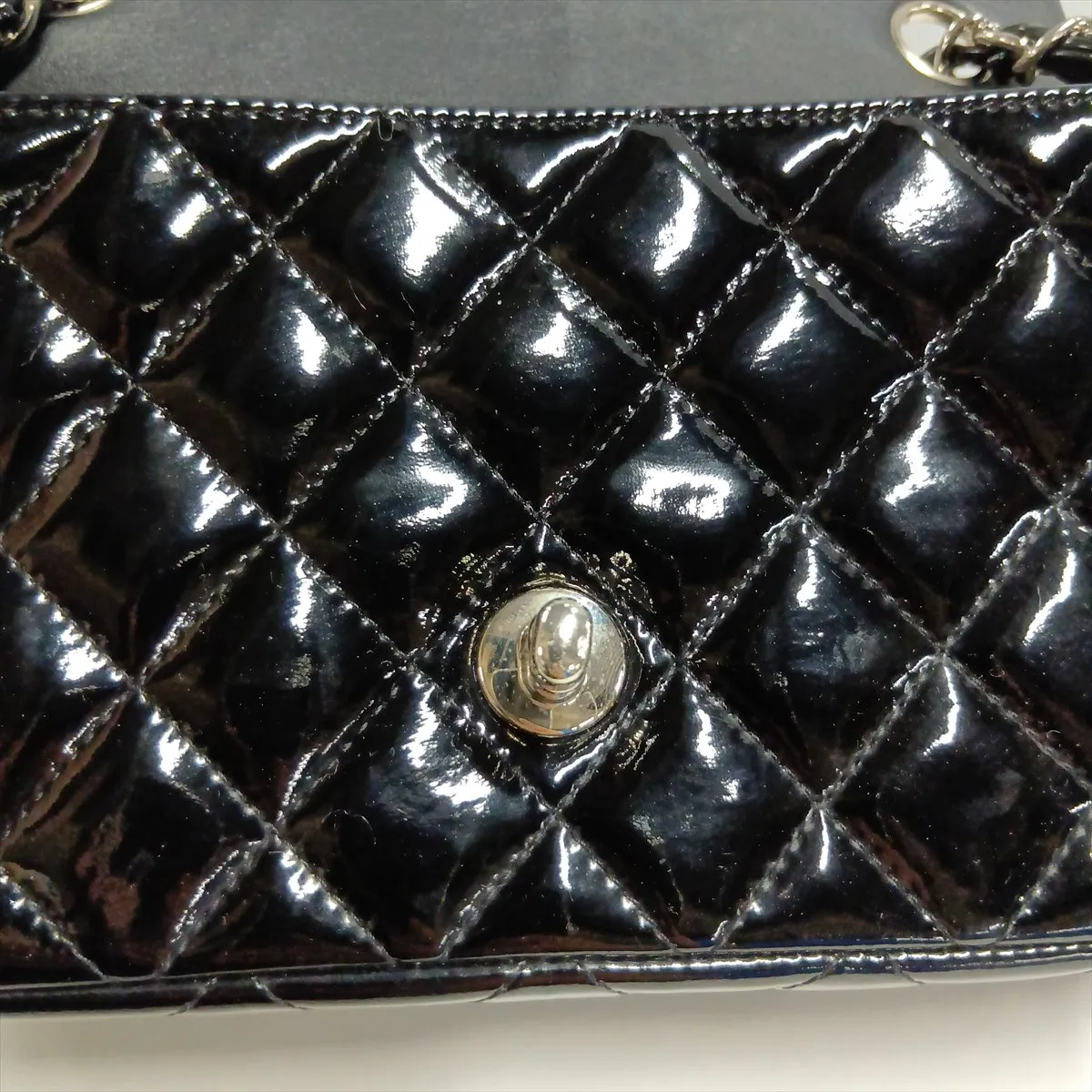 Mini Matelassé 20 Patent Leather Single Flap Single Chain Bag, Black with Silver Hardware, 17620845, Serial Number 17-series, A69900 — view 12