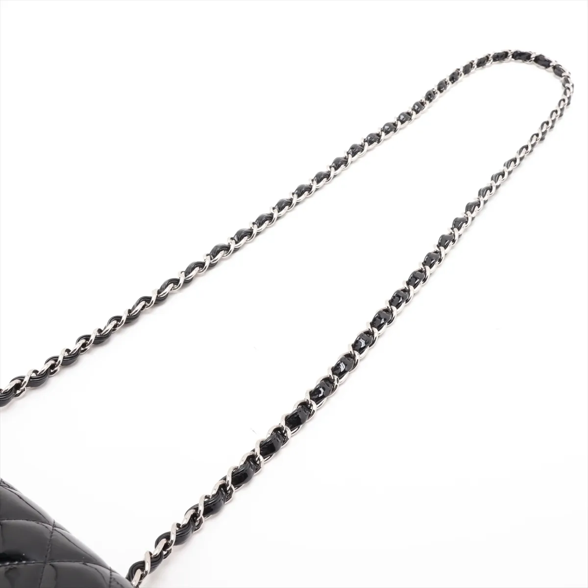 Mini Matelassé 20 Patent Leather Single Flap Single Chain Bag, Black with Silver Hardware, 17620845, Serial Number 17-series, A69900 — view 5