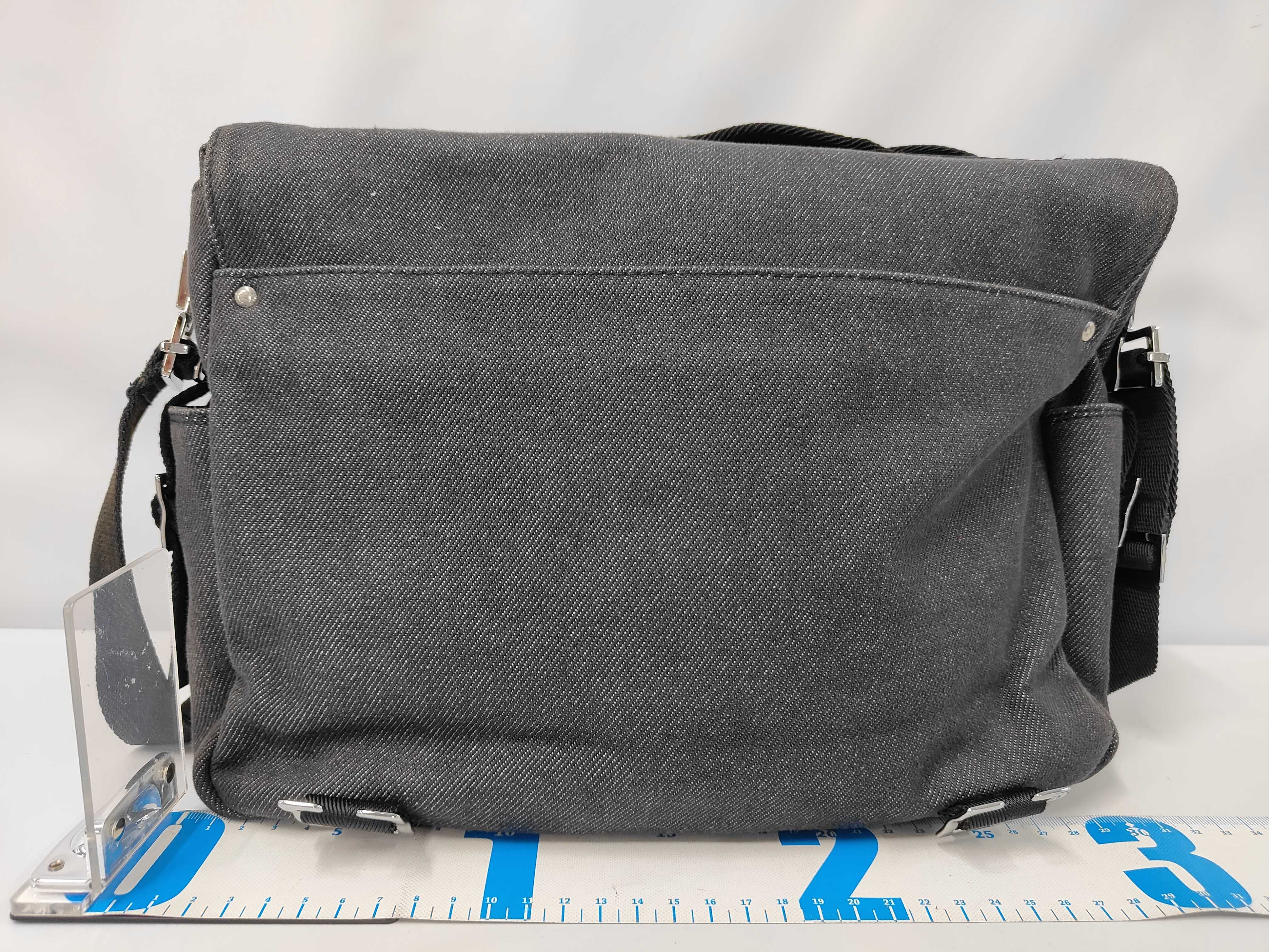 shoulder bag, denim canvas, gray. — view 2