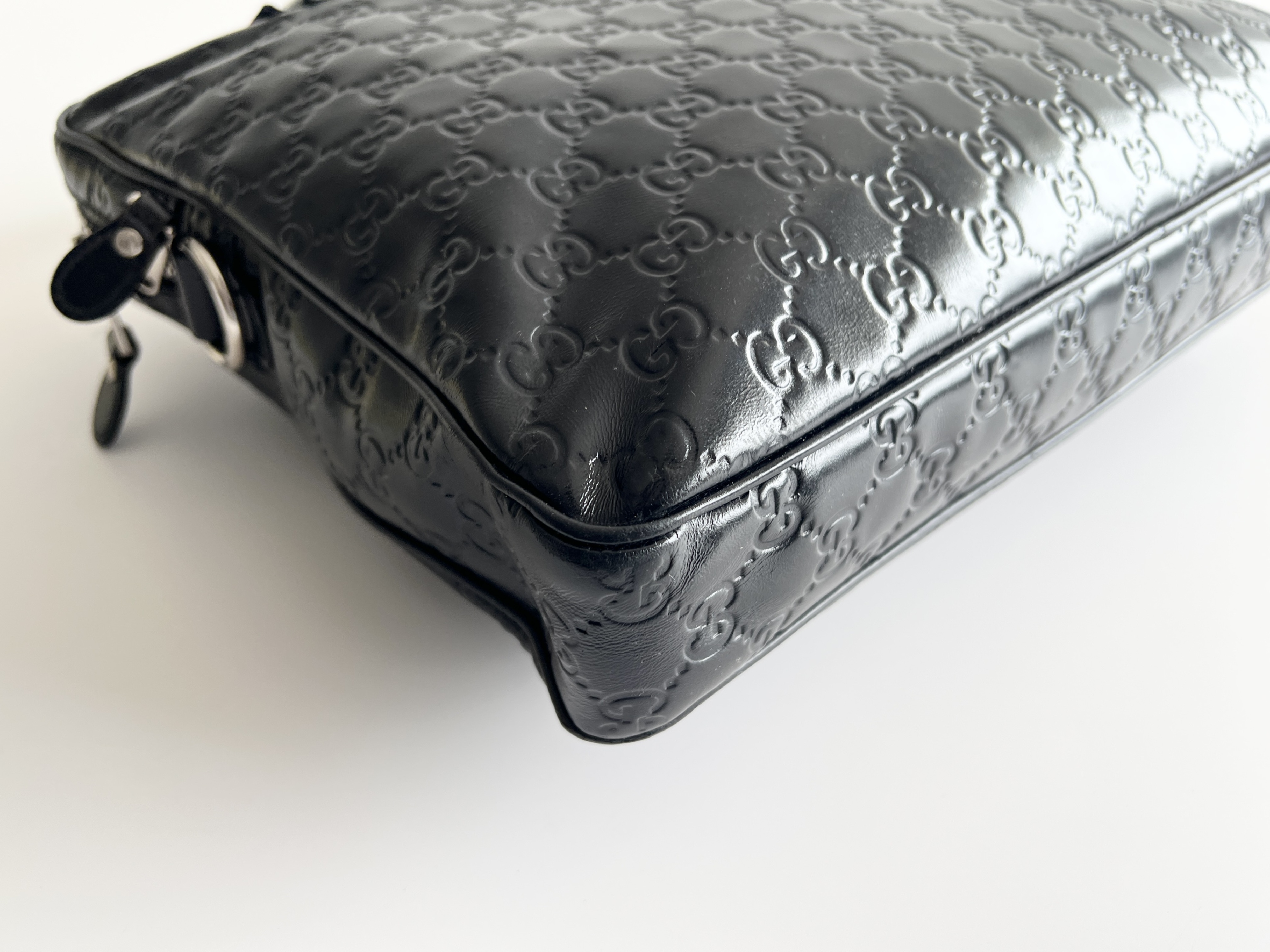 Guccissima Sherry Line Leather Embossed Briefcase Handbag Business Bag — view 11