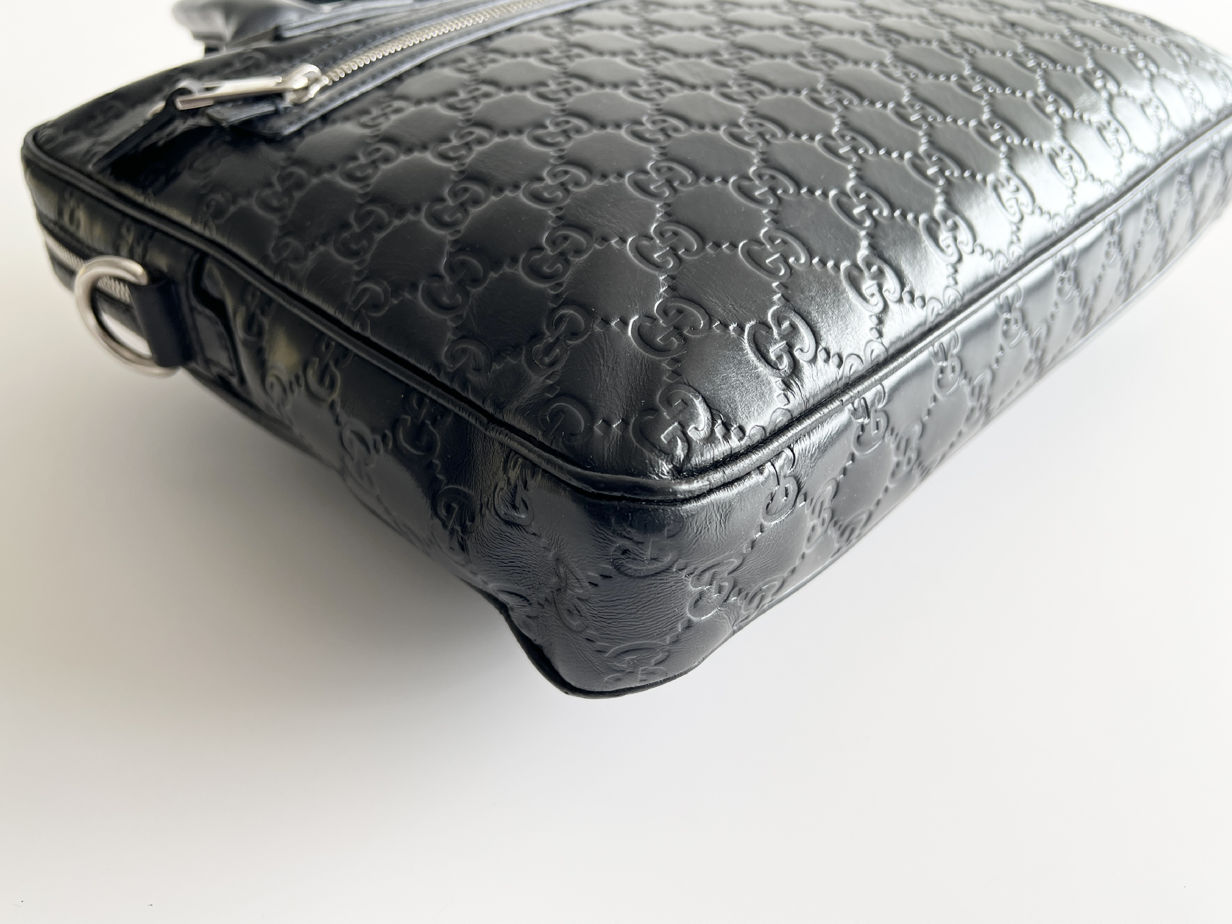 Guccissima Sherry Line Leather Embossed Briefcase Handbag Business Bag — view 13
