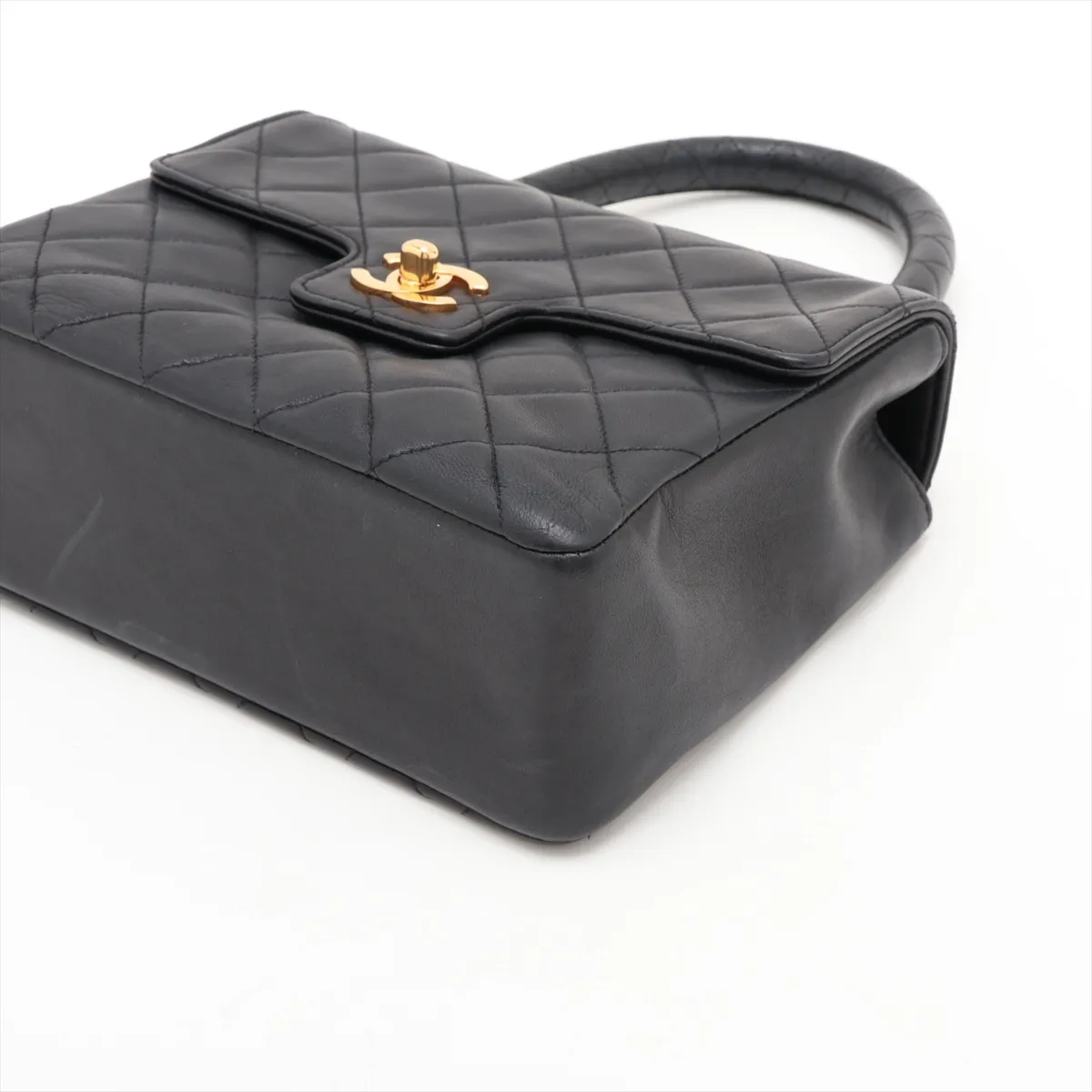 Matelassé Lambskin Handbag, Top Handle, Black with Gold Hardware, 2014963, Series 2 — view 3