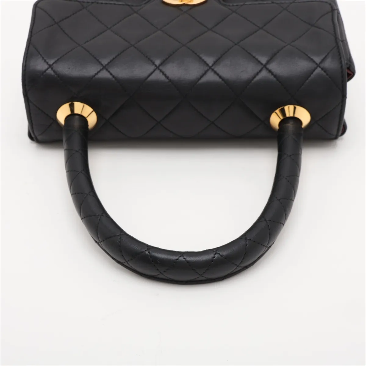 Matelassé Lambskin Handbag, Top Handle, Black with Gold Hardware, 2014963, Series 2 — view 5
