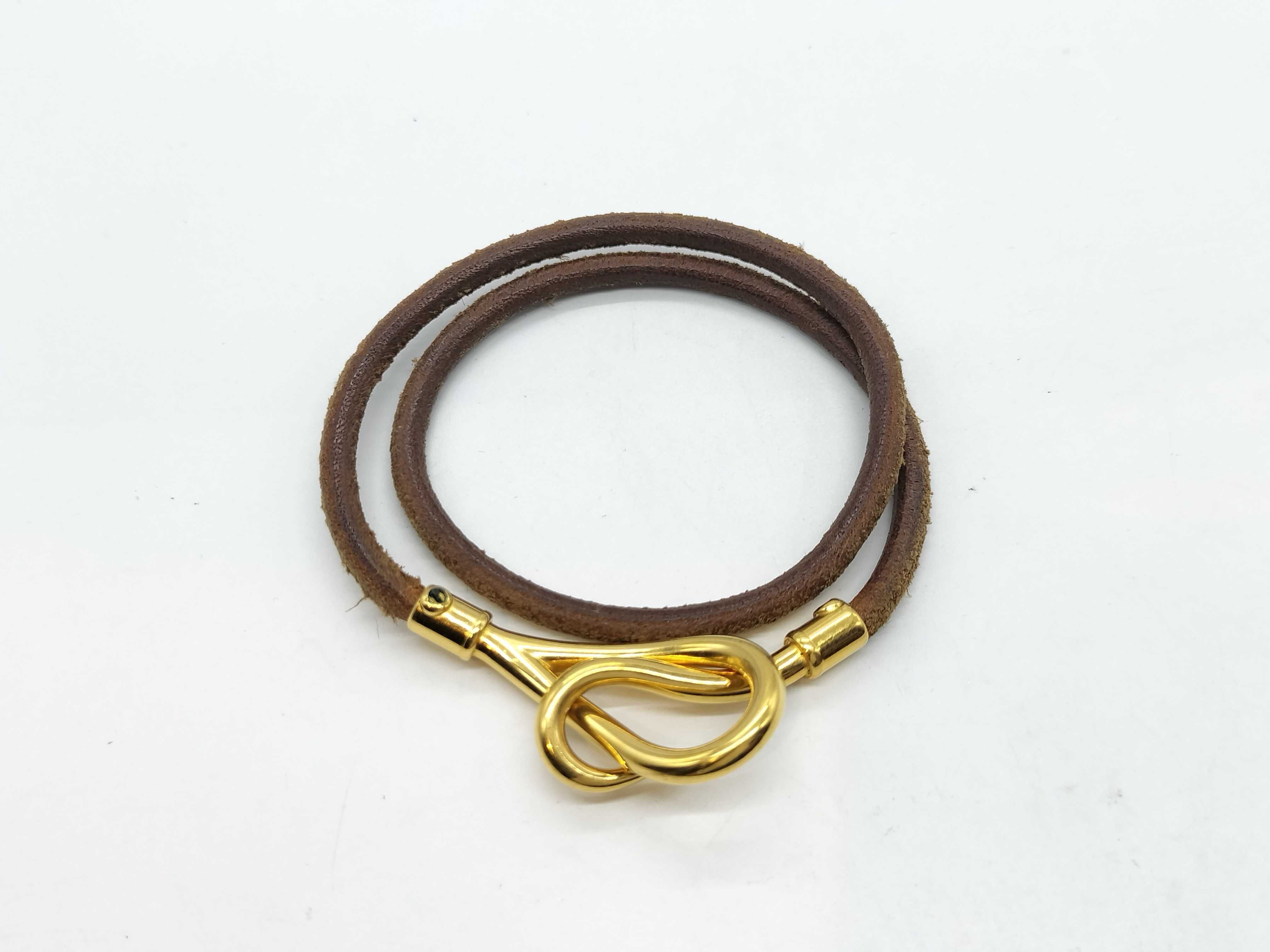 Jumbo Bracelet, Leather Bracelet, Gold Bracelet/Bangle — view 2
