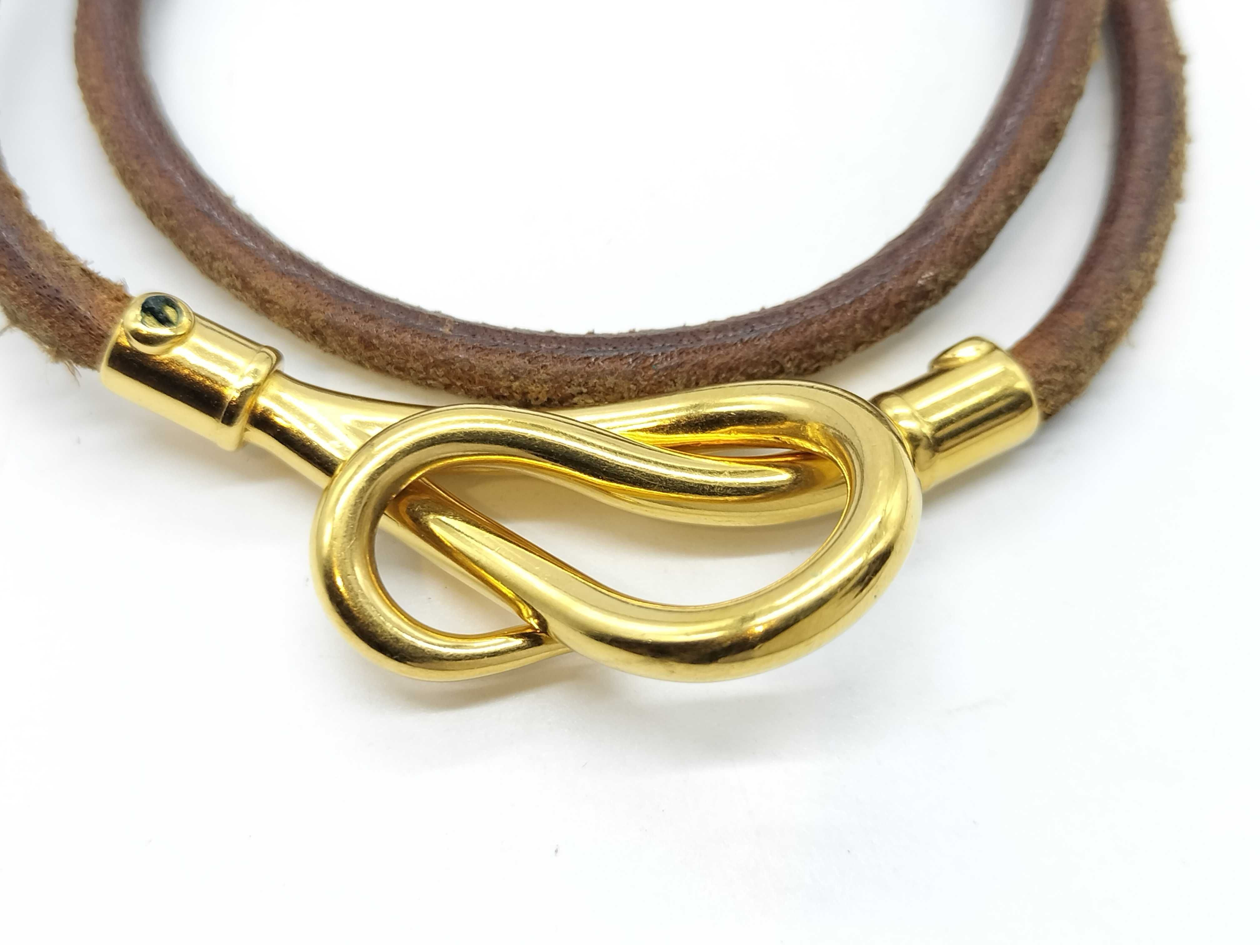 Jumbo Bracelet, Leather Bracelet, Gold Bracelet/Bangle — view 3
