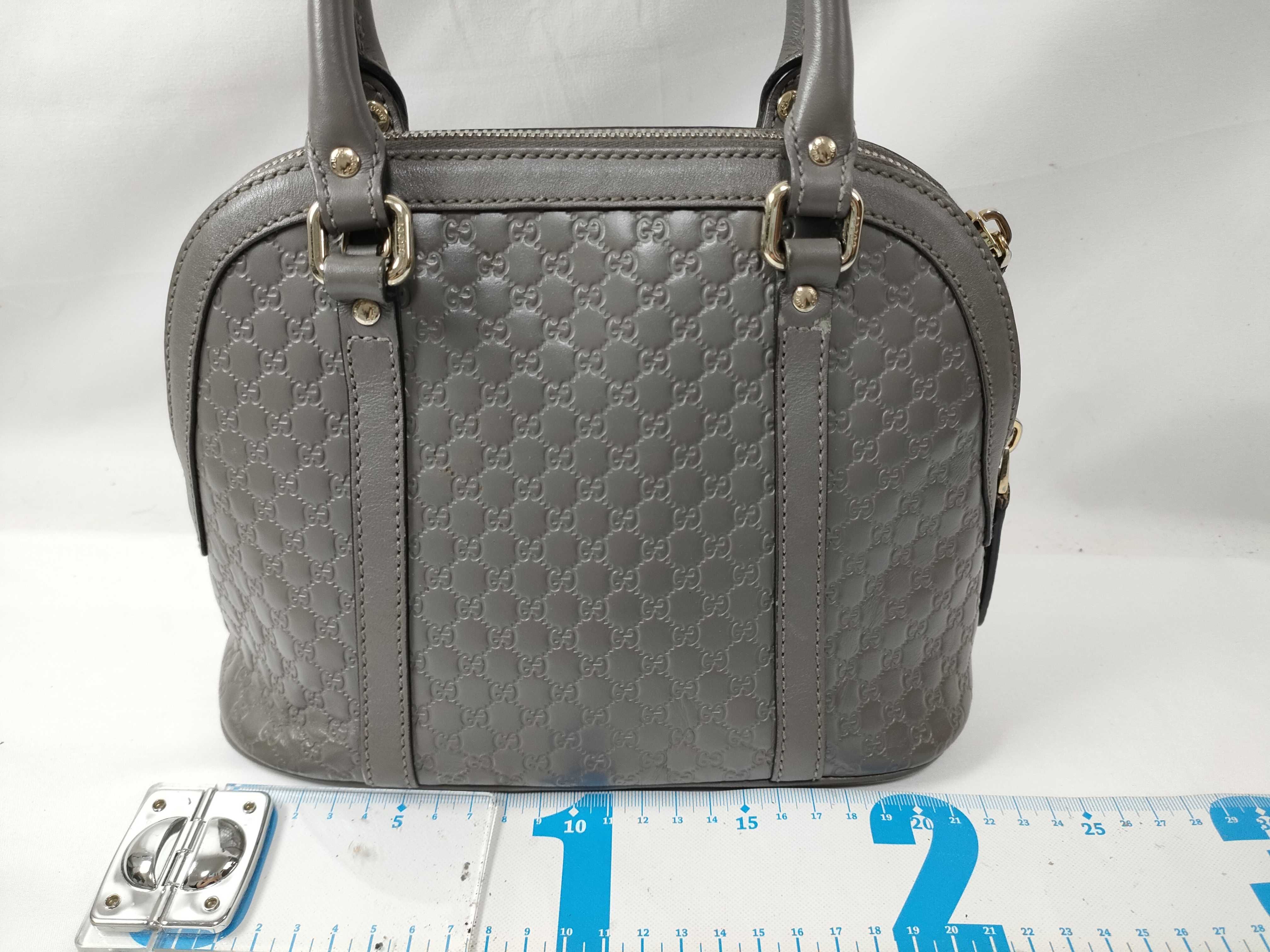 Microguccissima Leather 2-Way Handbag, Gray, 449654 (Outlet Handbag) — view 2