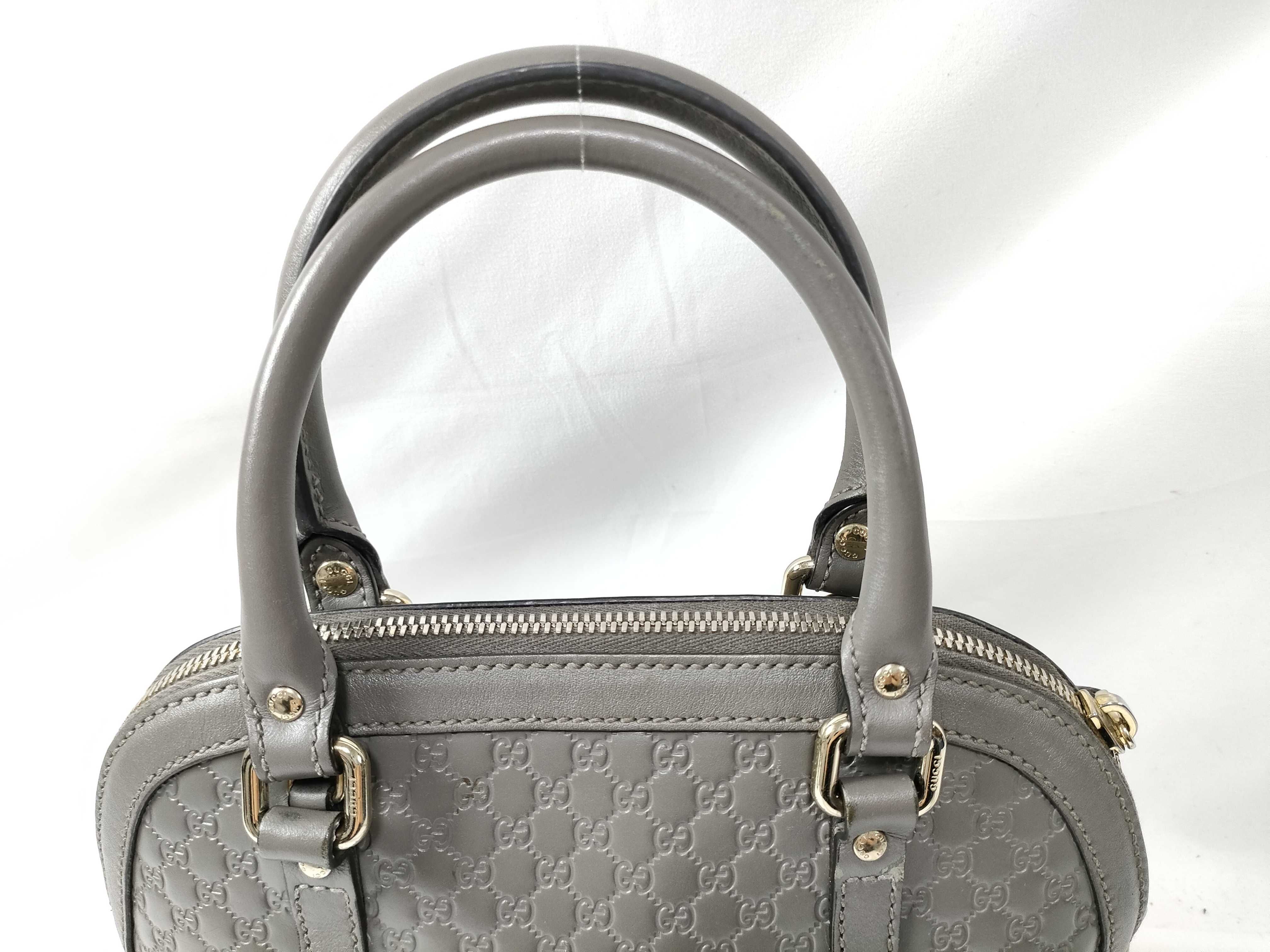 Microguccissima Leather 2-Way Handbag, Gray, 449654 (Outlet Handbag) — view 3