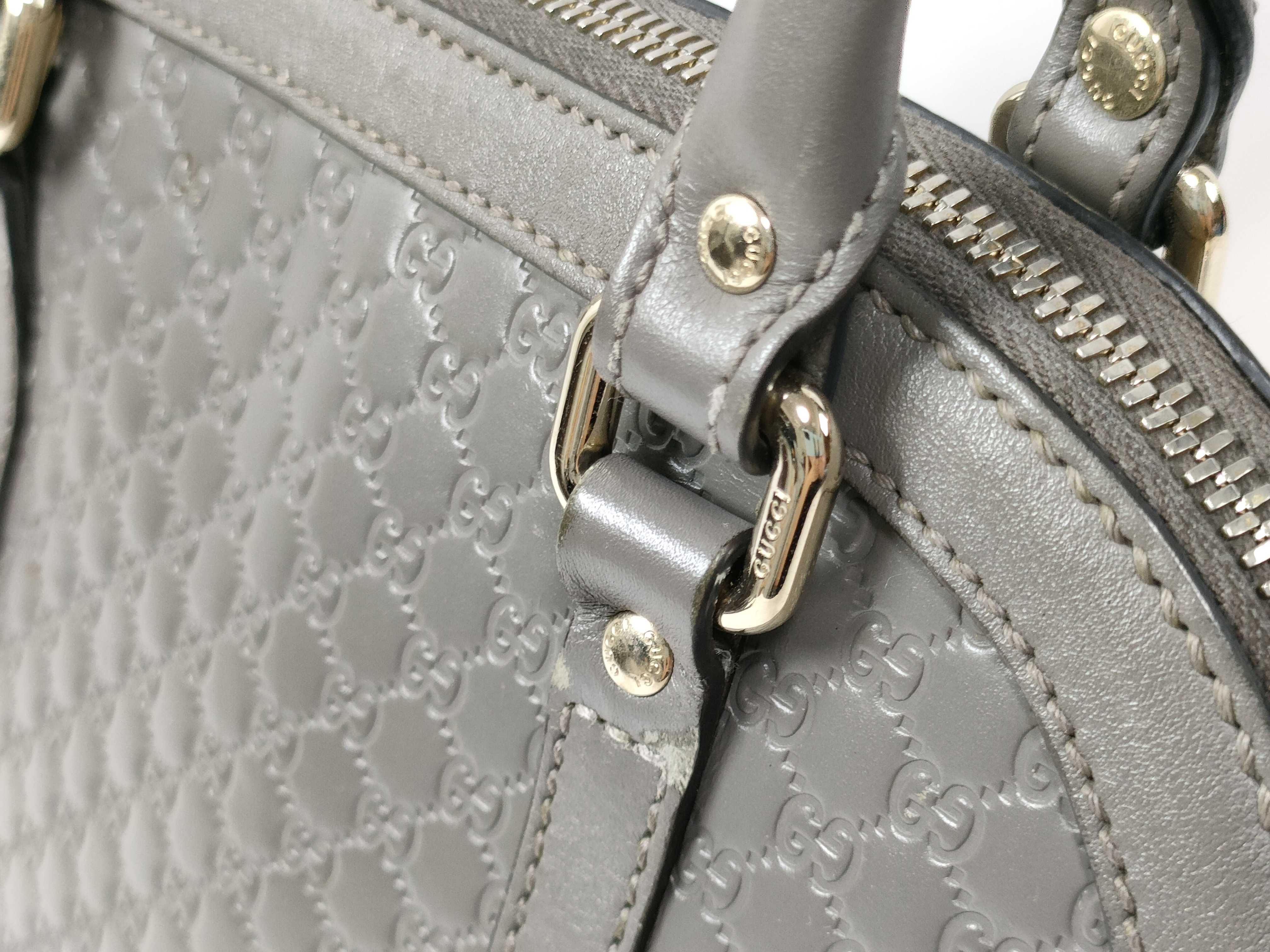 Microguccissima Leather 2-Way Handbag, Gray, 449654 (Outlet Handbag) — view 4