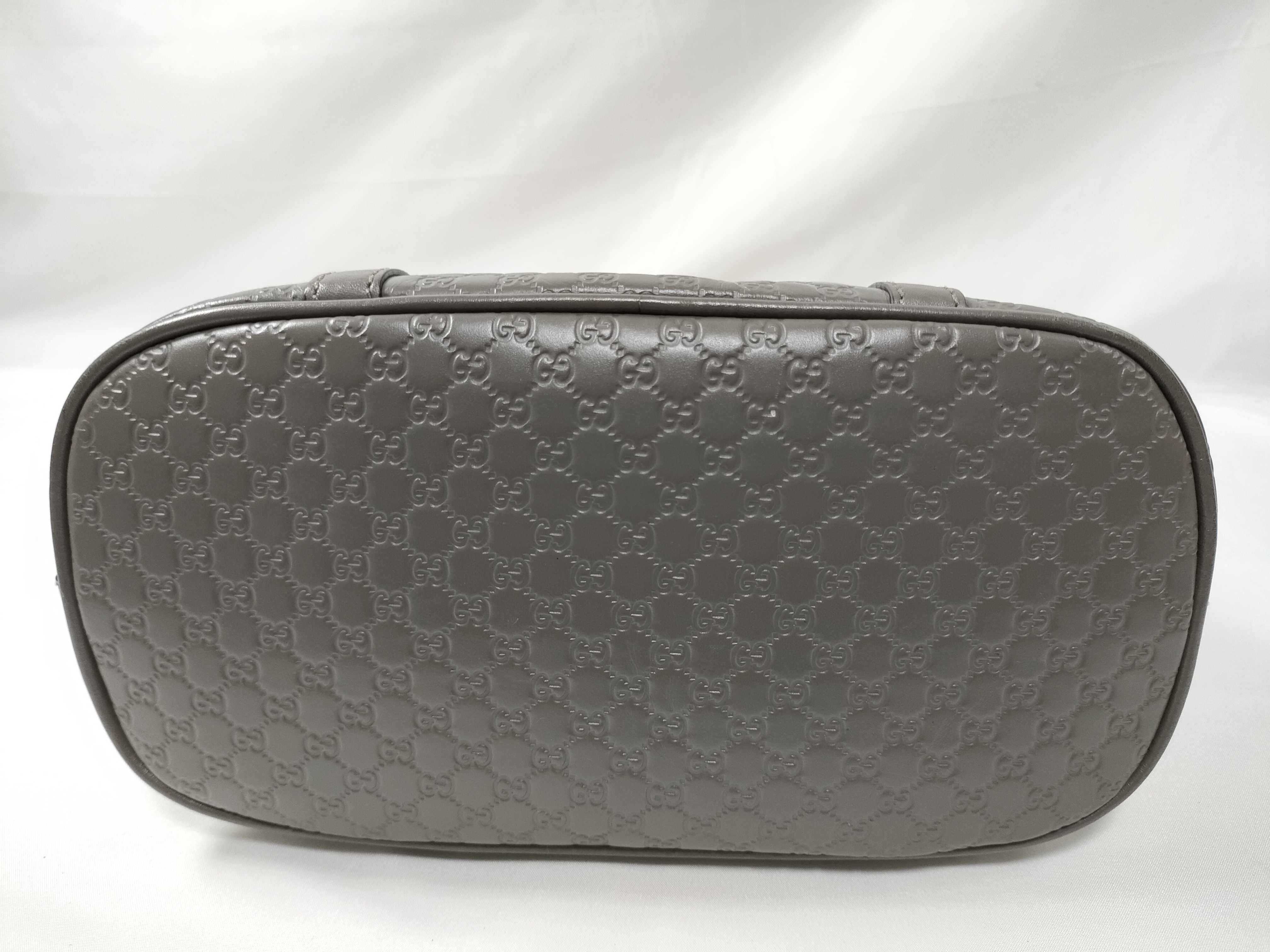 Microguccissima Leather 2-Way Handbag, Gray, 449654 (Outlet Handbag) — view 7