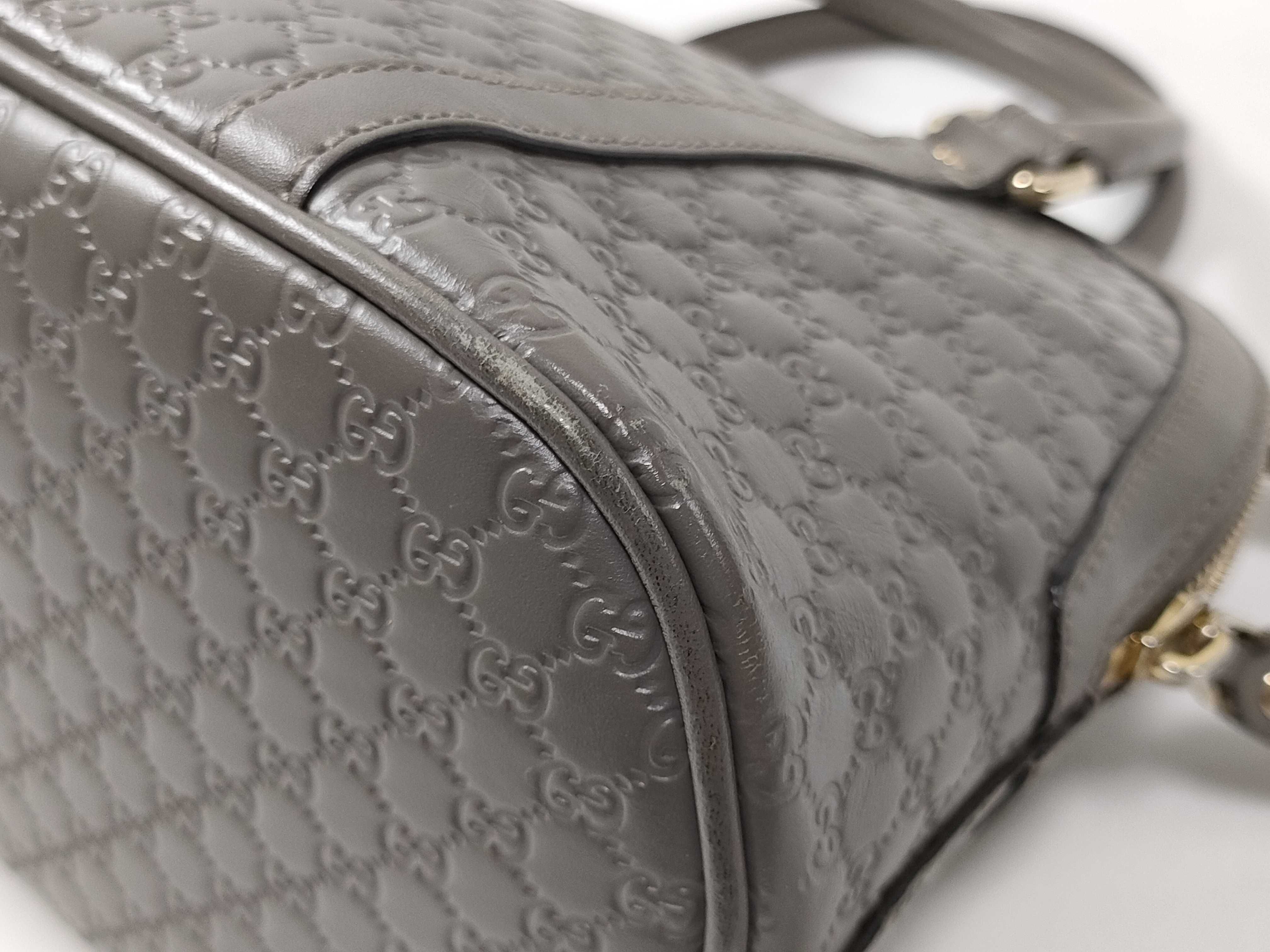 Microguccissima Leather 2-Way Handbag, Gray, 449654 (Outlet Handbag) — view 8