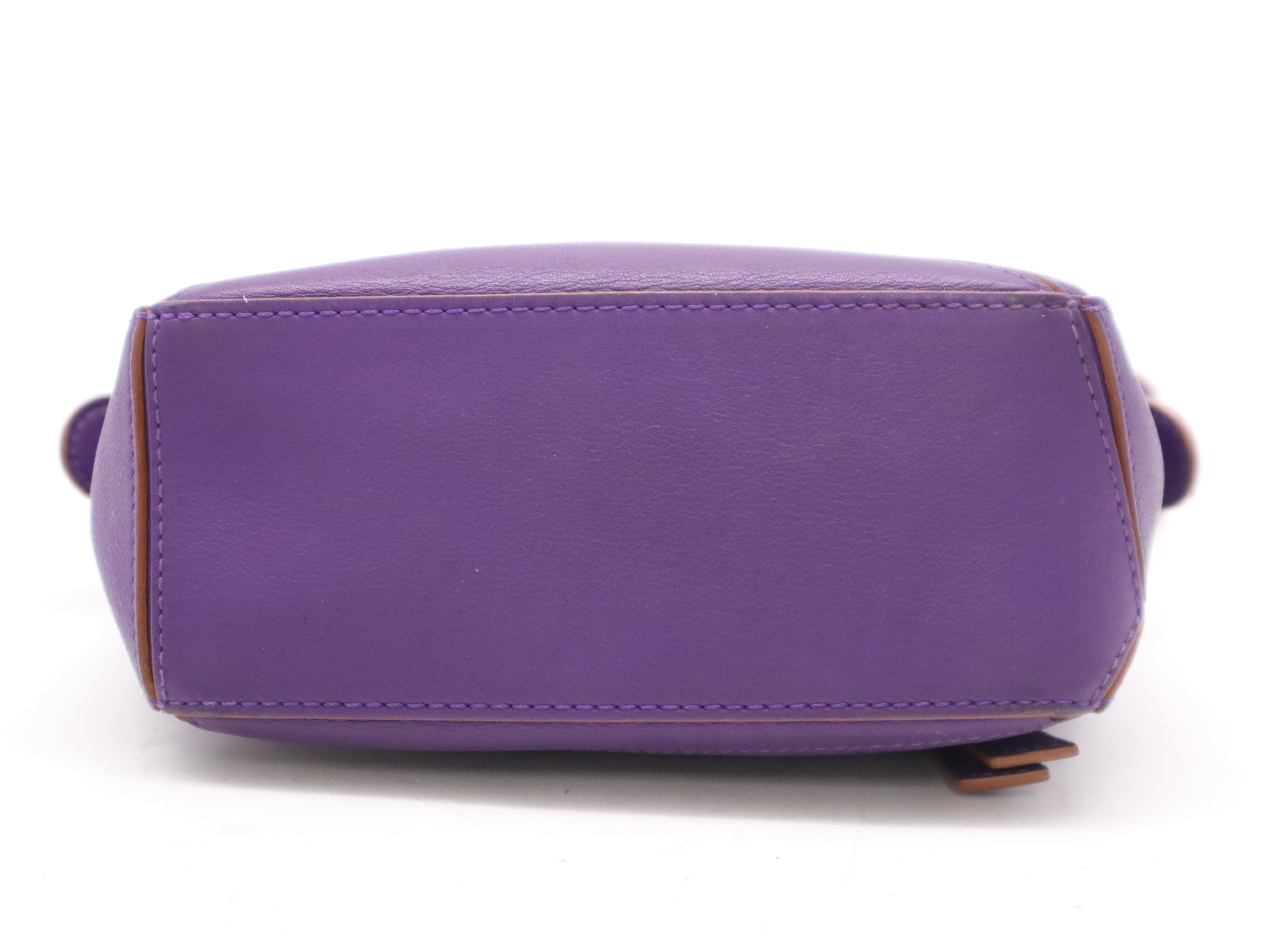 Leather puzzle bag mini 2WAY purple with shoulder strap — view 4