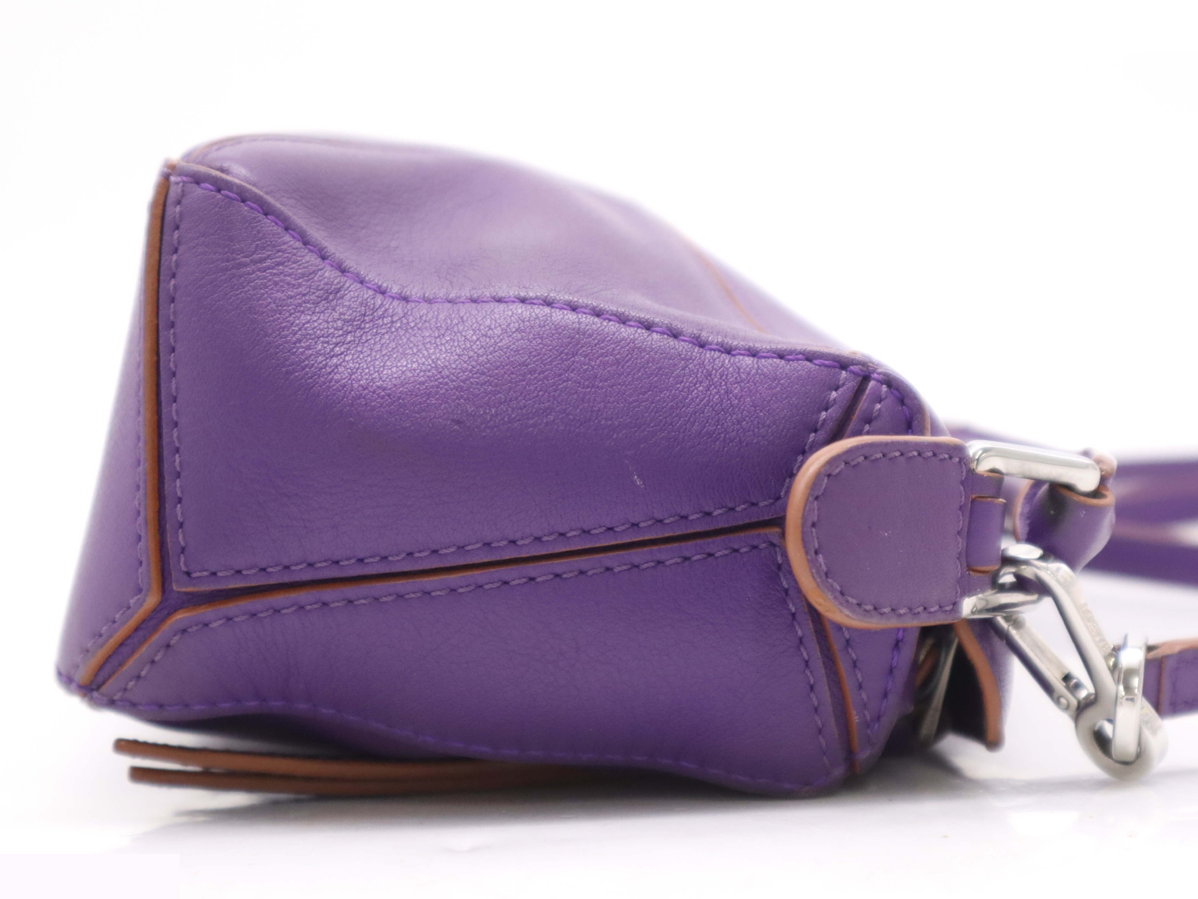 Leather puzzle bag mini 2WAY purple with shoulder strap — view 5