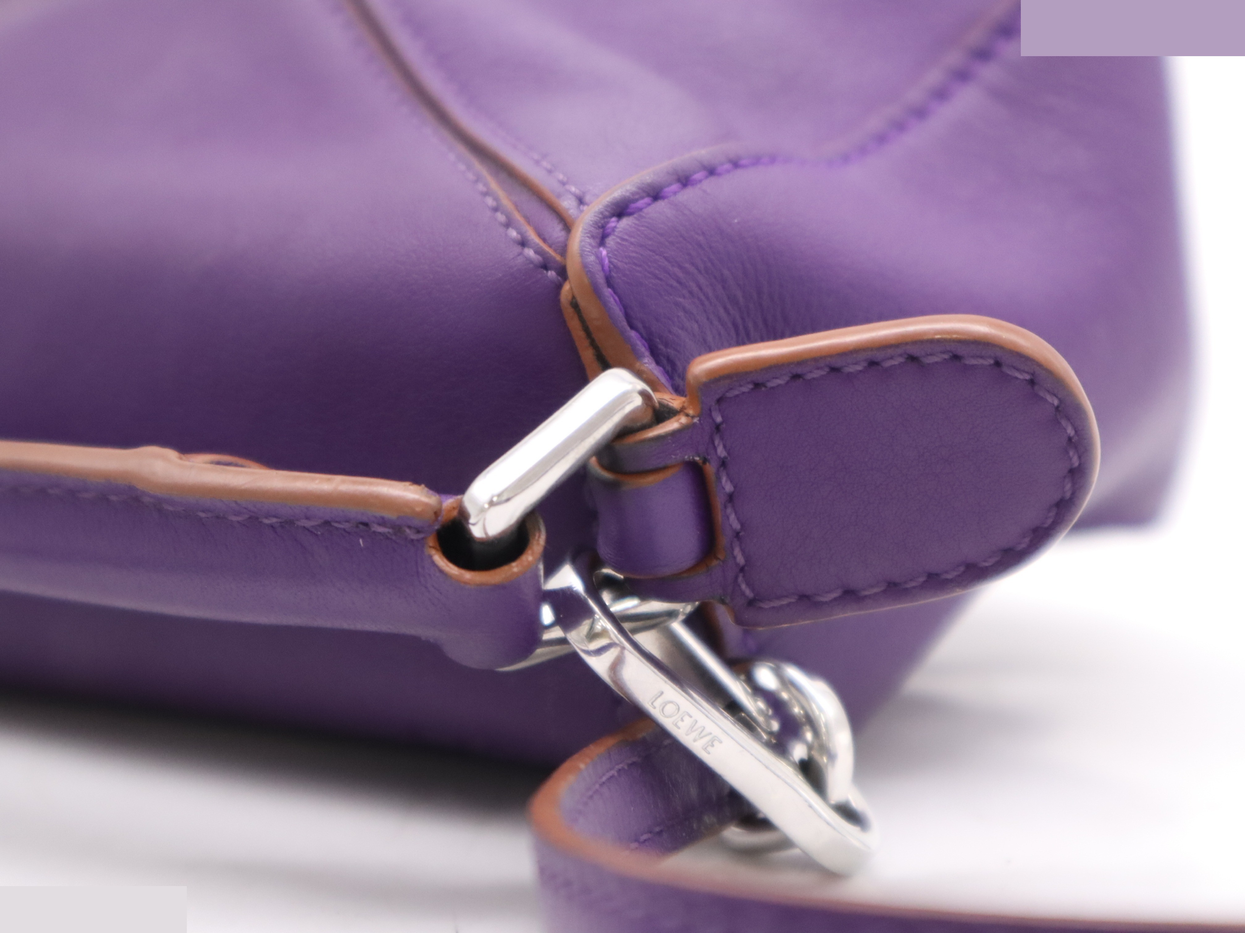 Leather puzzle bag mini 2WAY purple with shoulder strap — view 8