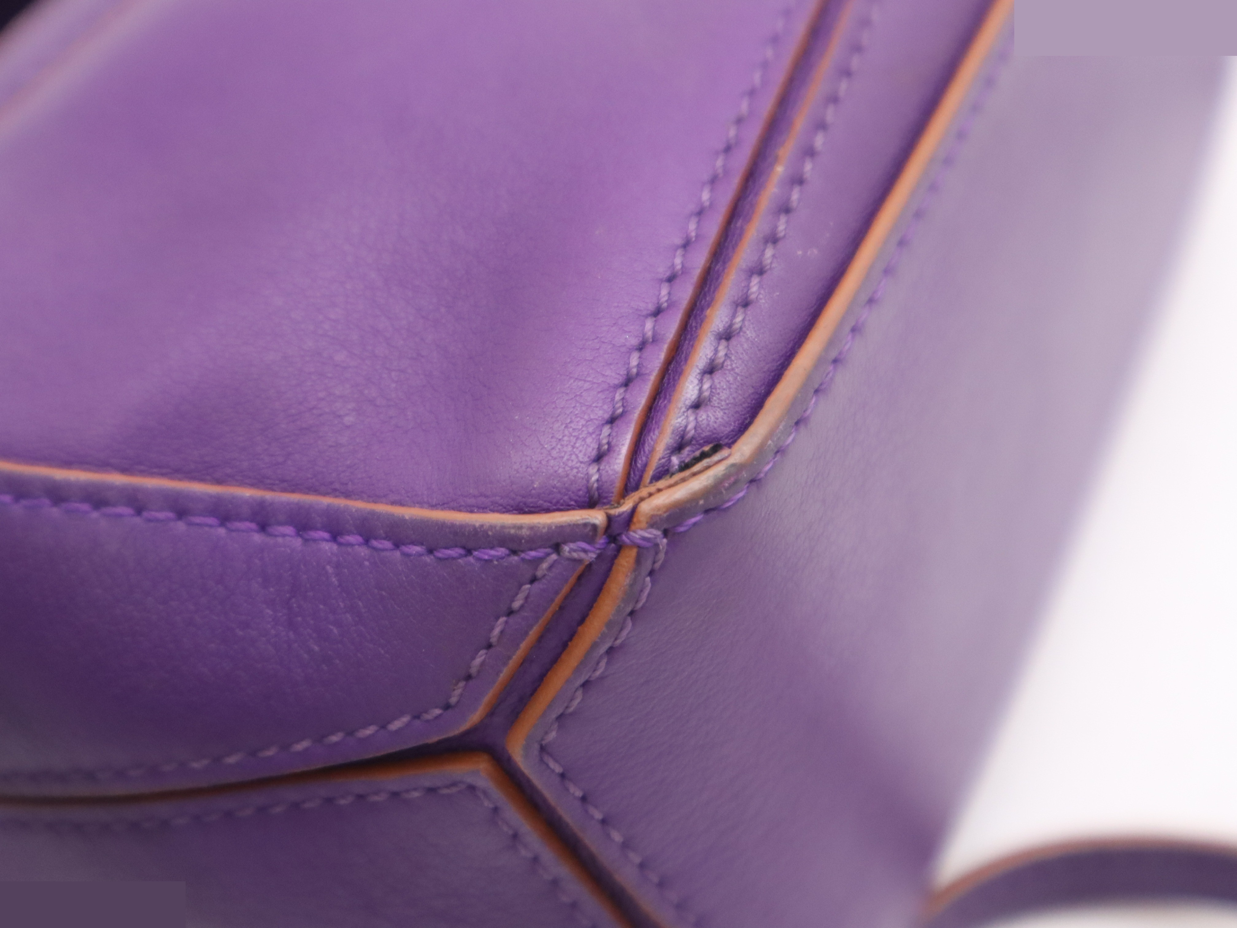 Leather puzzle bag mini 2WAY purple with shoulder strap — view 9