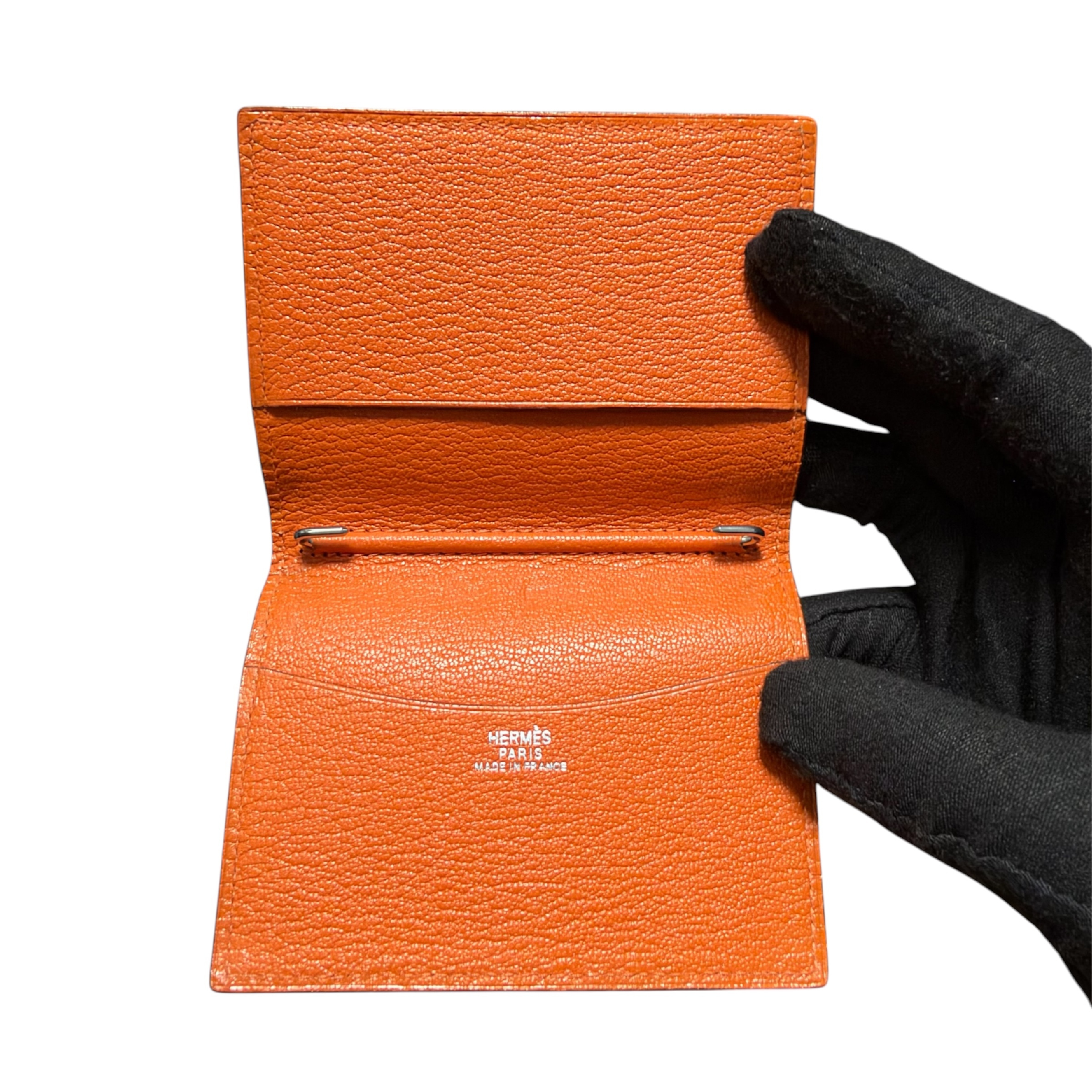 Card Case/Pass Case/Business Card Holder with Clip, Rose Orange — view 5