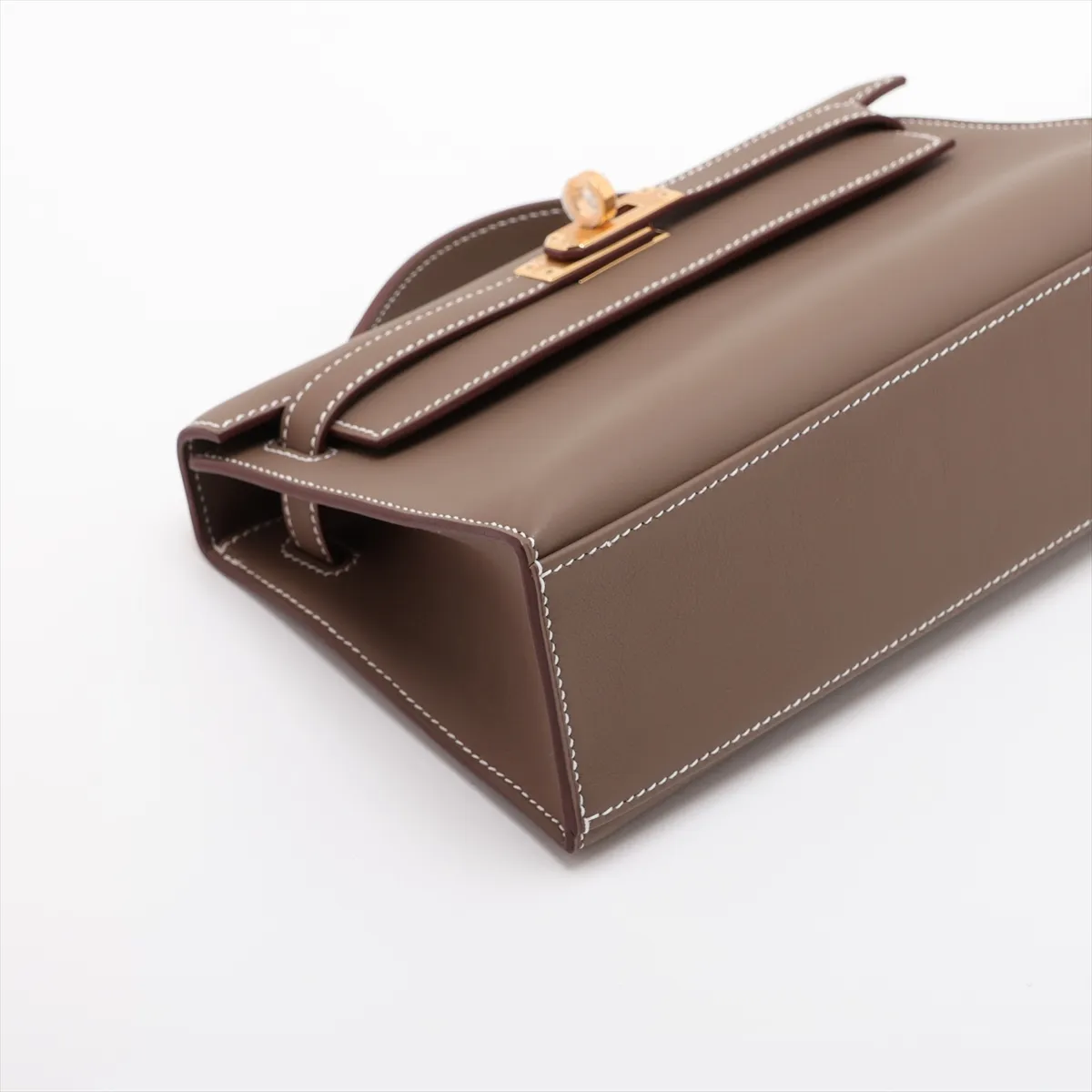 [Individually packaged] Hermes Pochette Kelly Mini, Veau Swift, Etoupe, Gold Hardware, K: 2025 — view 4