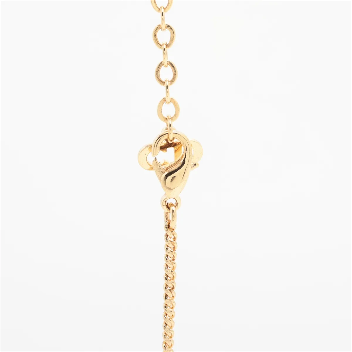 CD logo necklace, gold plated with rhinestones. Shows signs of wear, — view 3