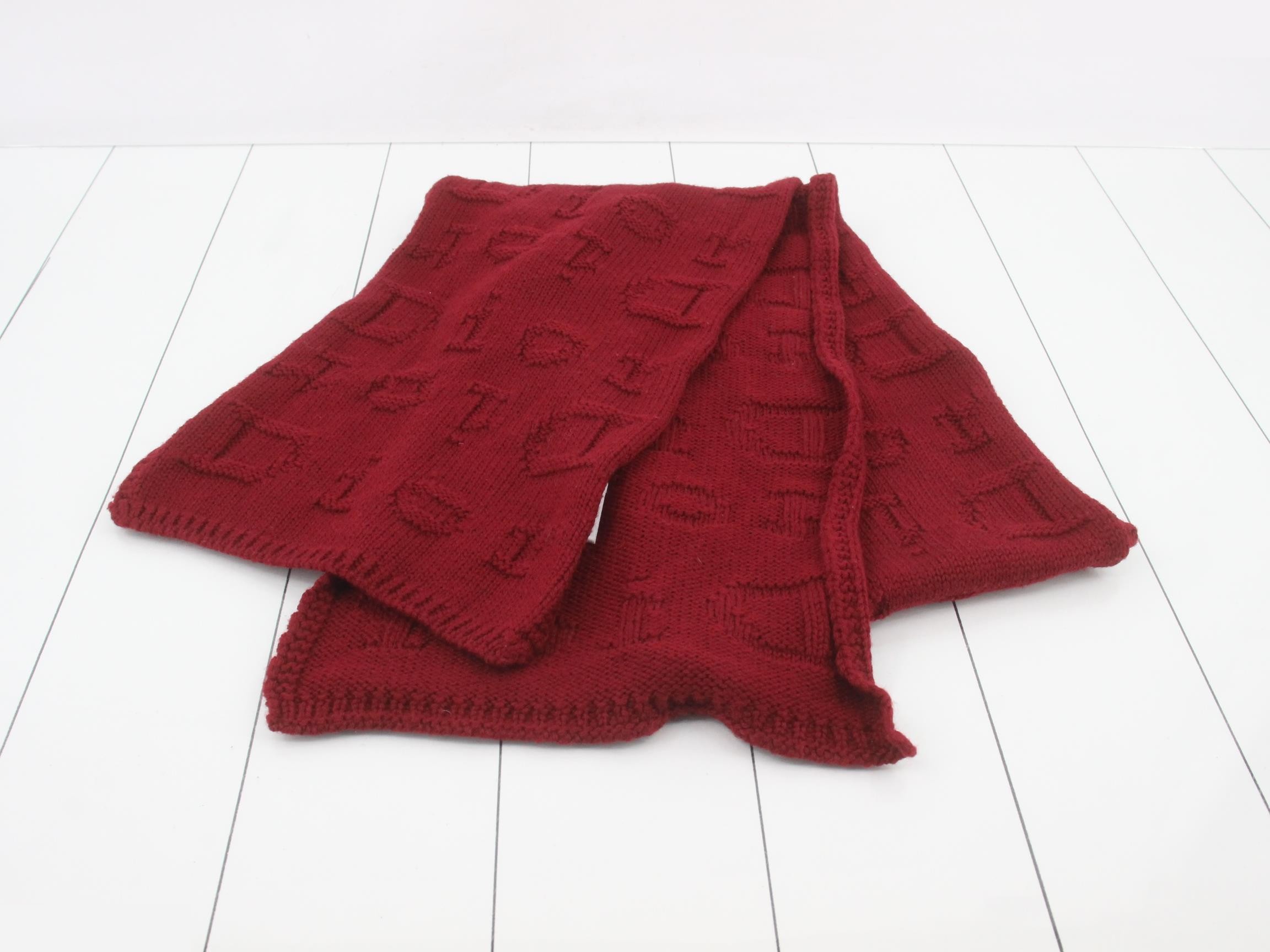 Logo scarf, wool, burgundy — view 2
