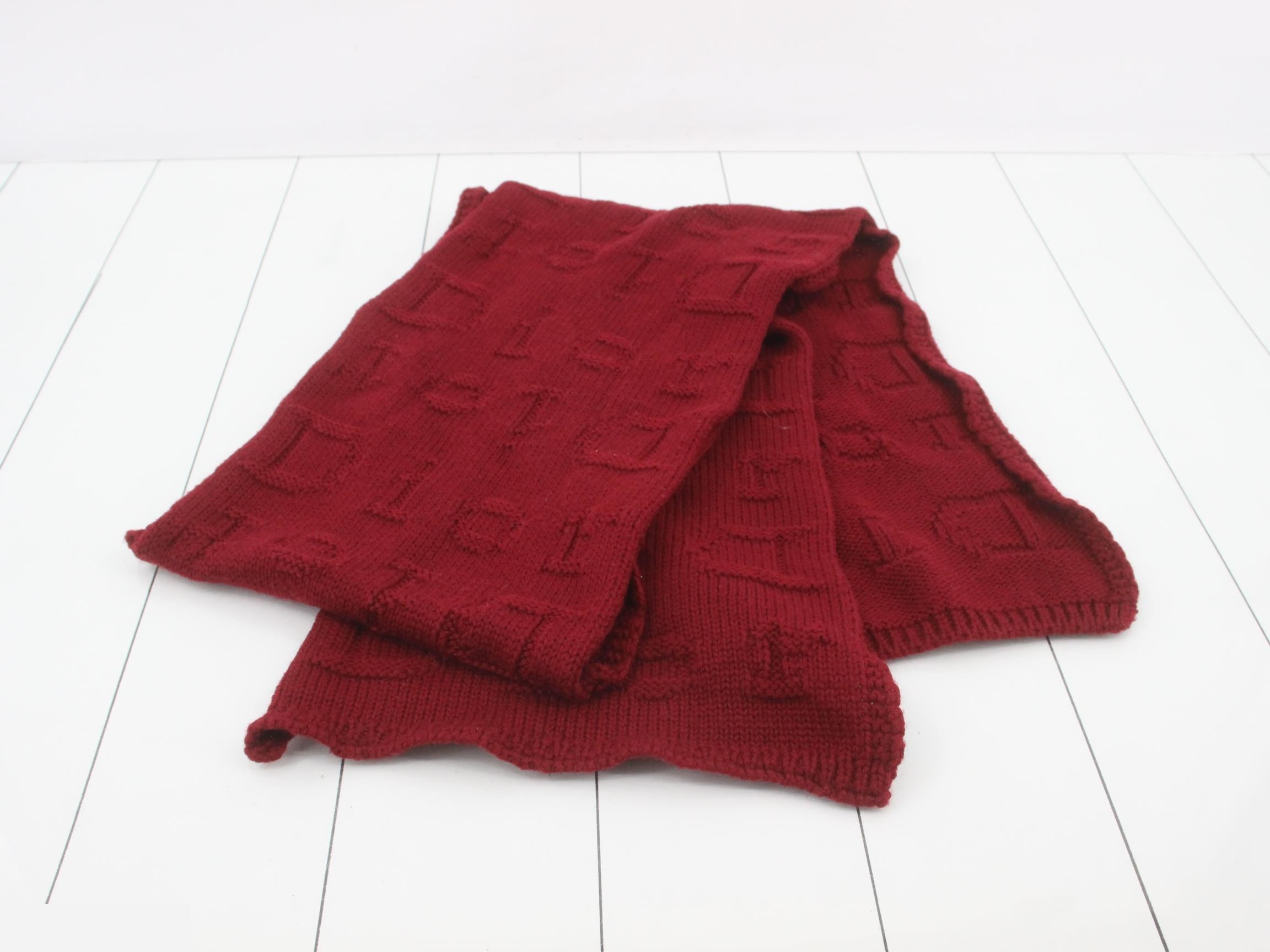 Logo scarf, wool, burgundy — view 3
