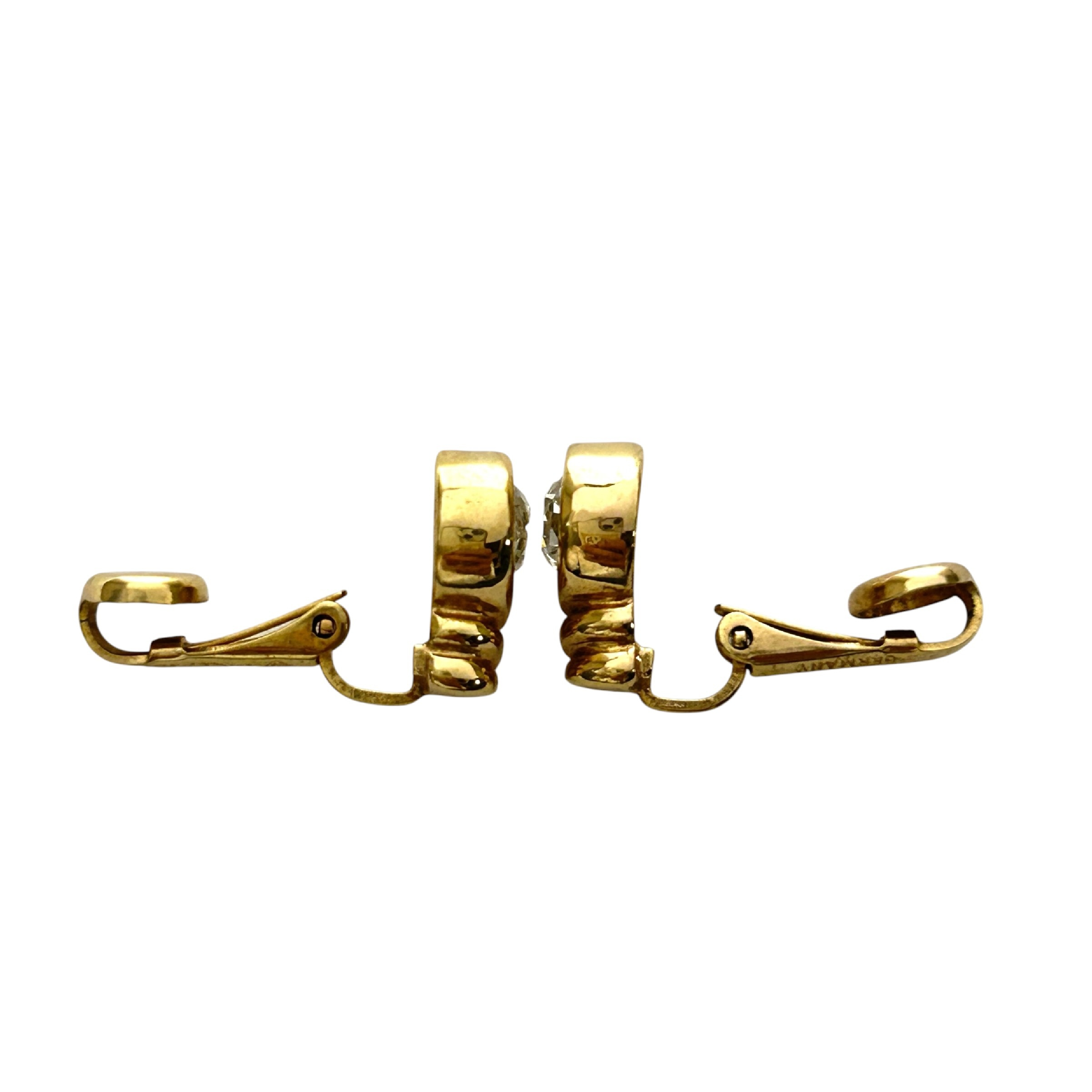 rhinestone earrings, 1 piece, 0.9cm wide, gold-toned, metal material. — view 5