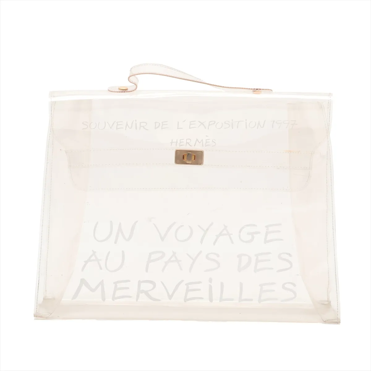 Vinyl Kelly bag, clear vinyl, gold hardware