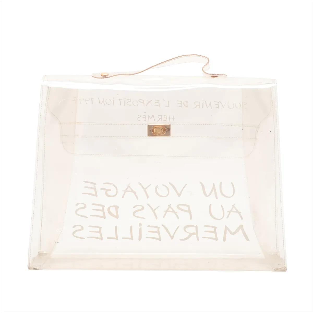 Vinyl Kelly bag, clear vinyl, gold hardware — view 2