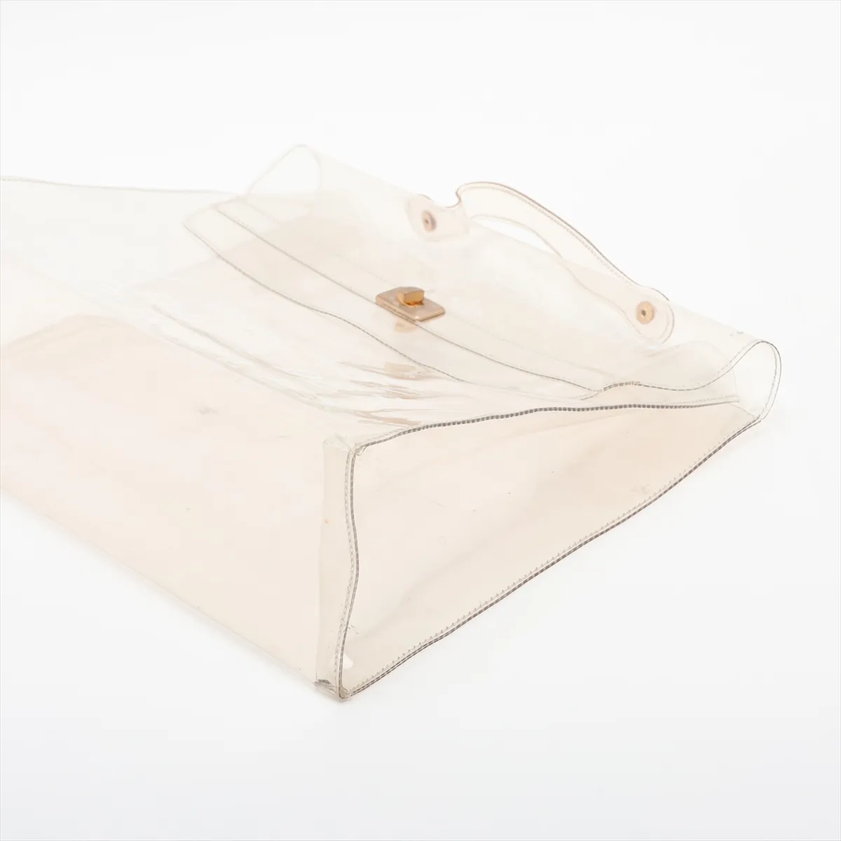 Vinyl Kelly bag, clear vinyl, gold hardware — view 3