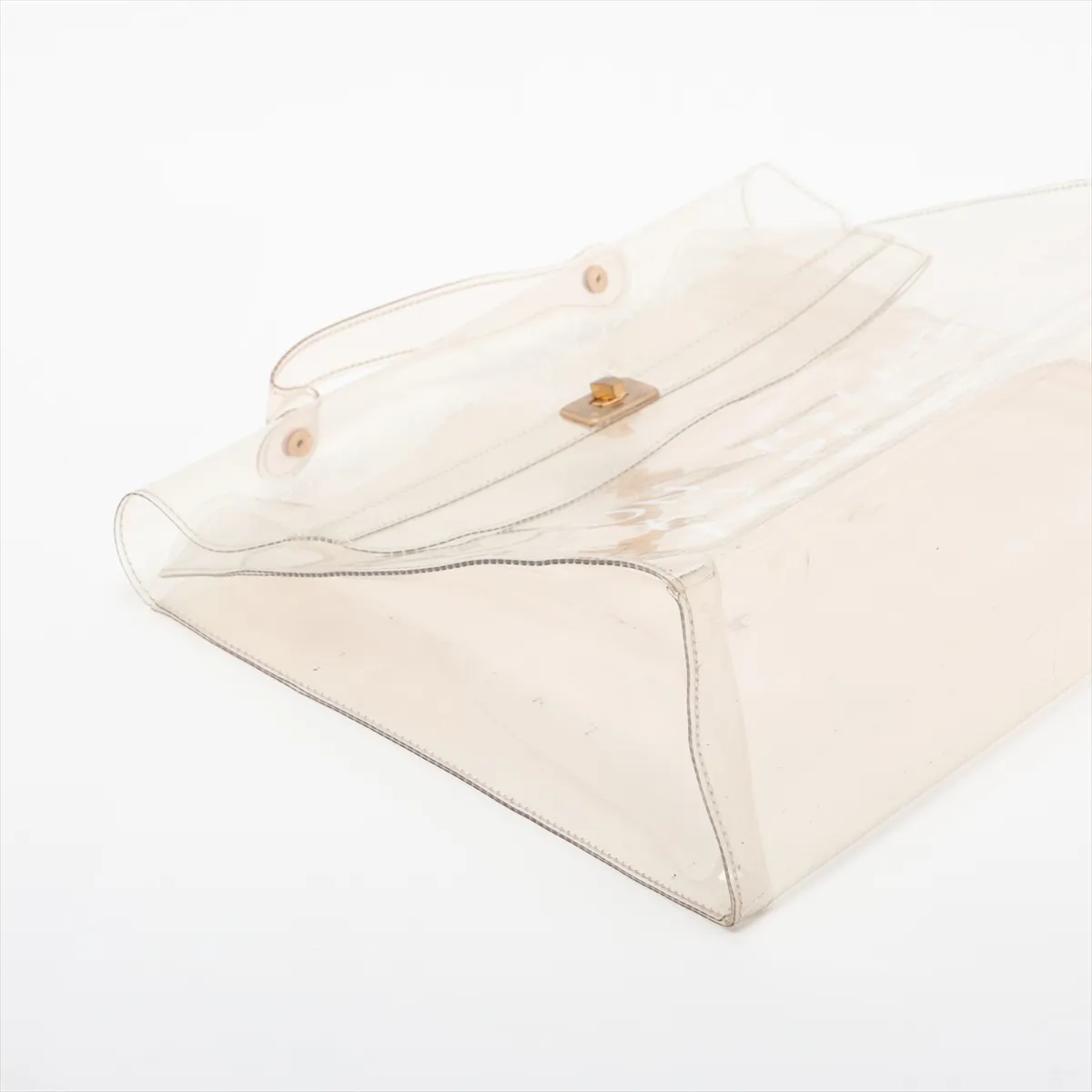 Vinyl Kelly bag, clear vinyl, gold hardware — view 4