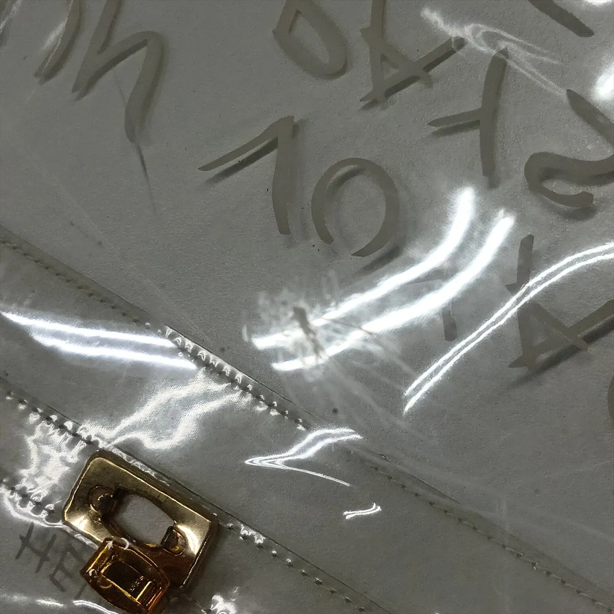 Vinyl Kelly bag, clear vinyl, gold hardware — view 8