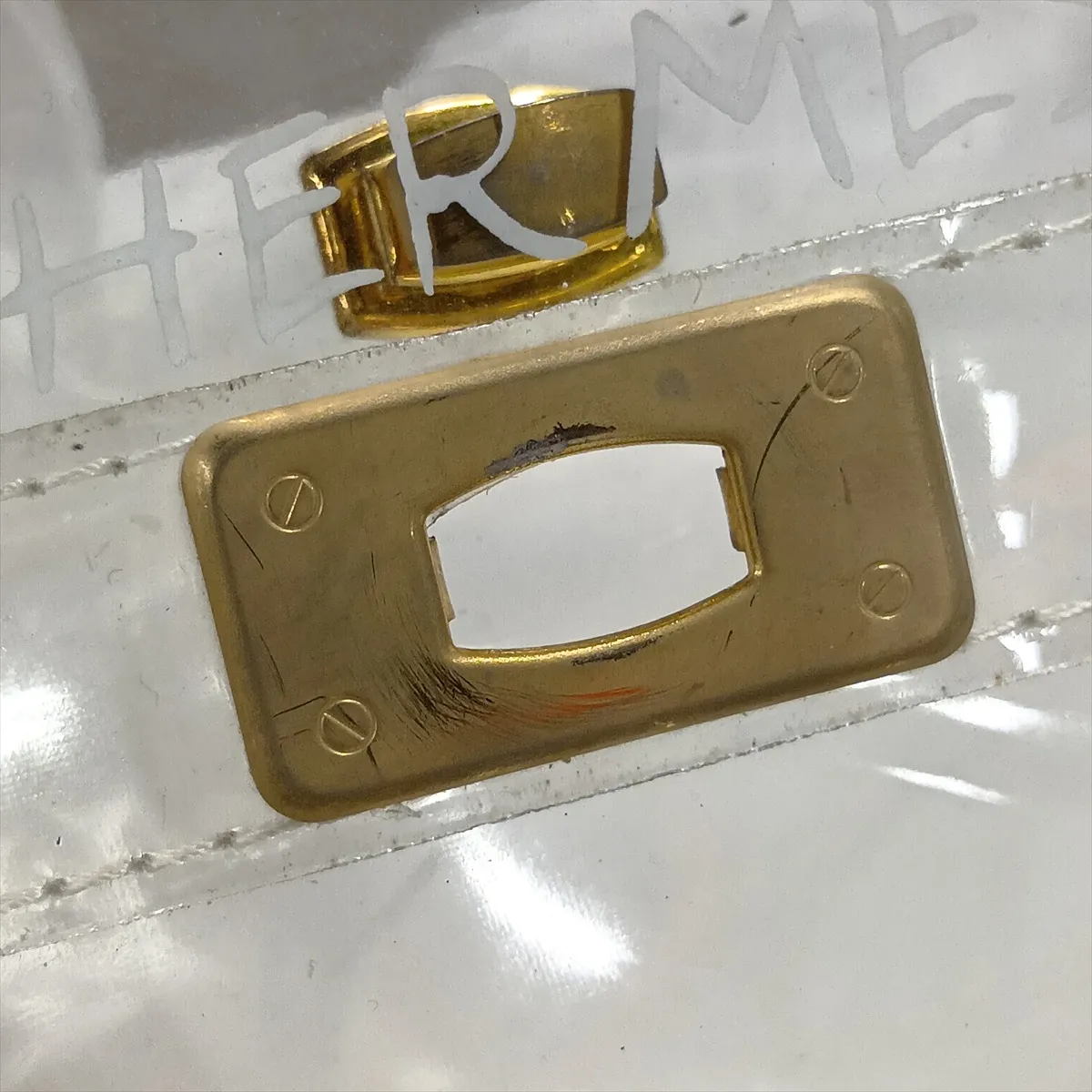 Vinyl Kelly bag, clear vinyl, gold hardware — view 9