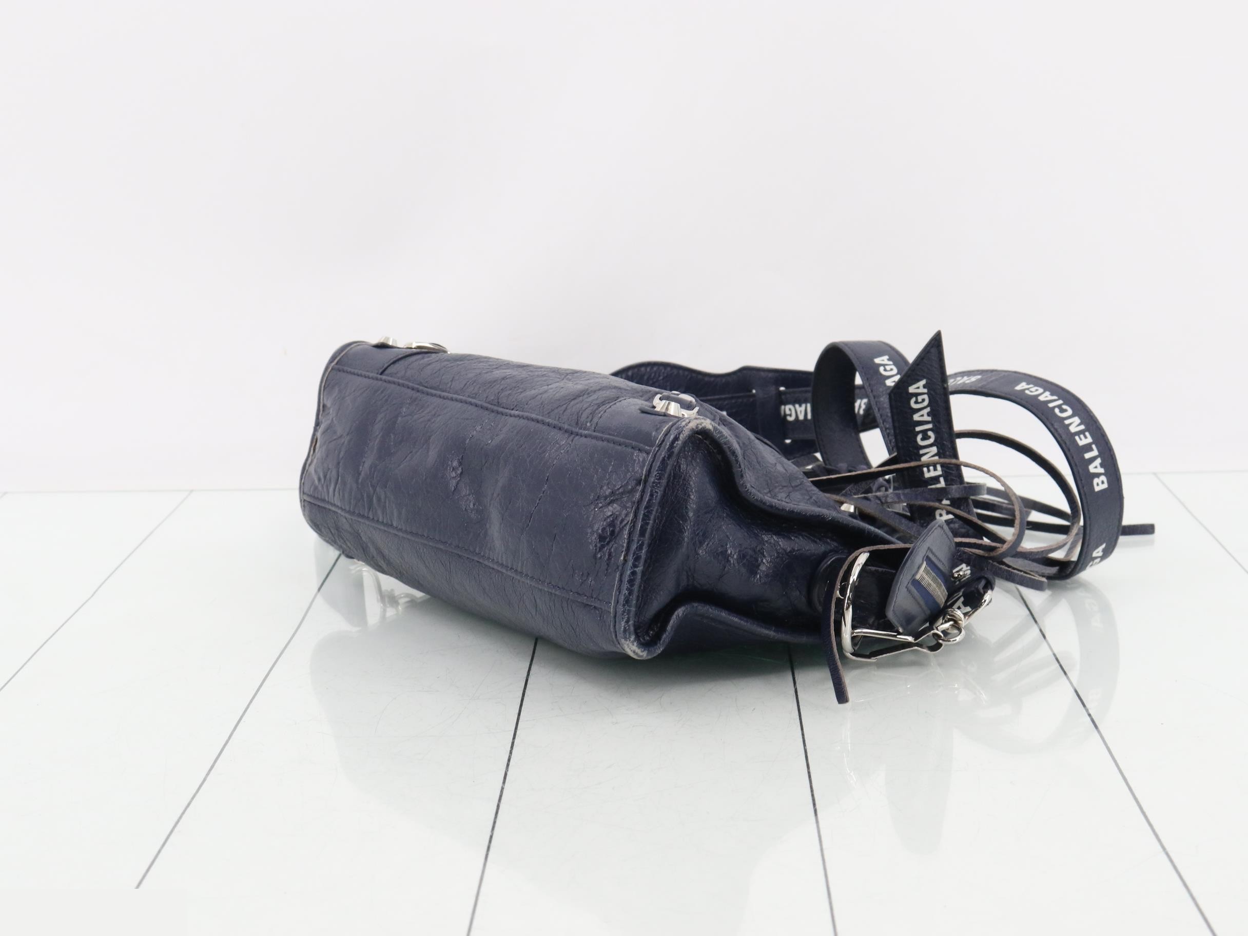 Mini City 2-Way Bag with Long Strap, Navy — view 6