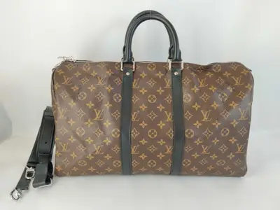 Monogram PH- Macassar Keepall Bandouliere Duffle Bag Monogram Brown Canvas Boston Bag