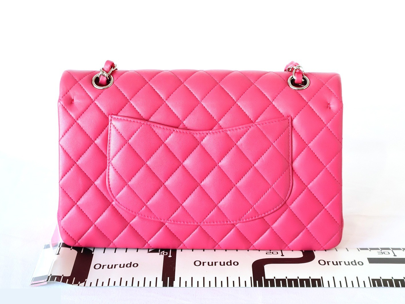 Matelassé 25 Lambskin Double Flap Double Chain Shoulder Bag, Pink — view 2