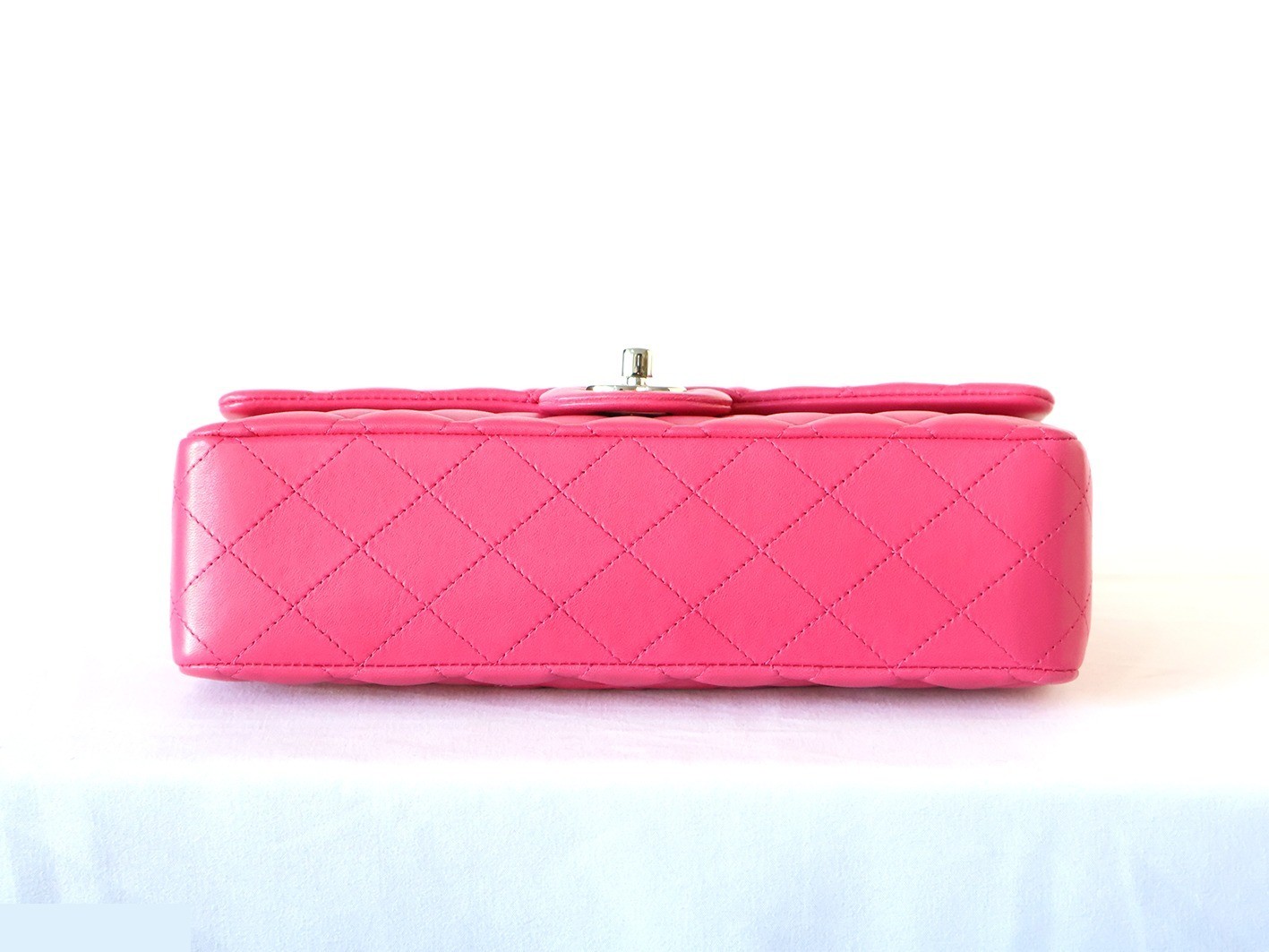 Matelassé 25 Lambskin Double Flap Double Chain Shoulder Bag, Pink — view 5