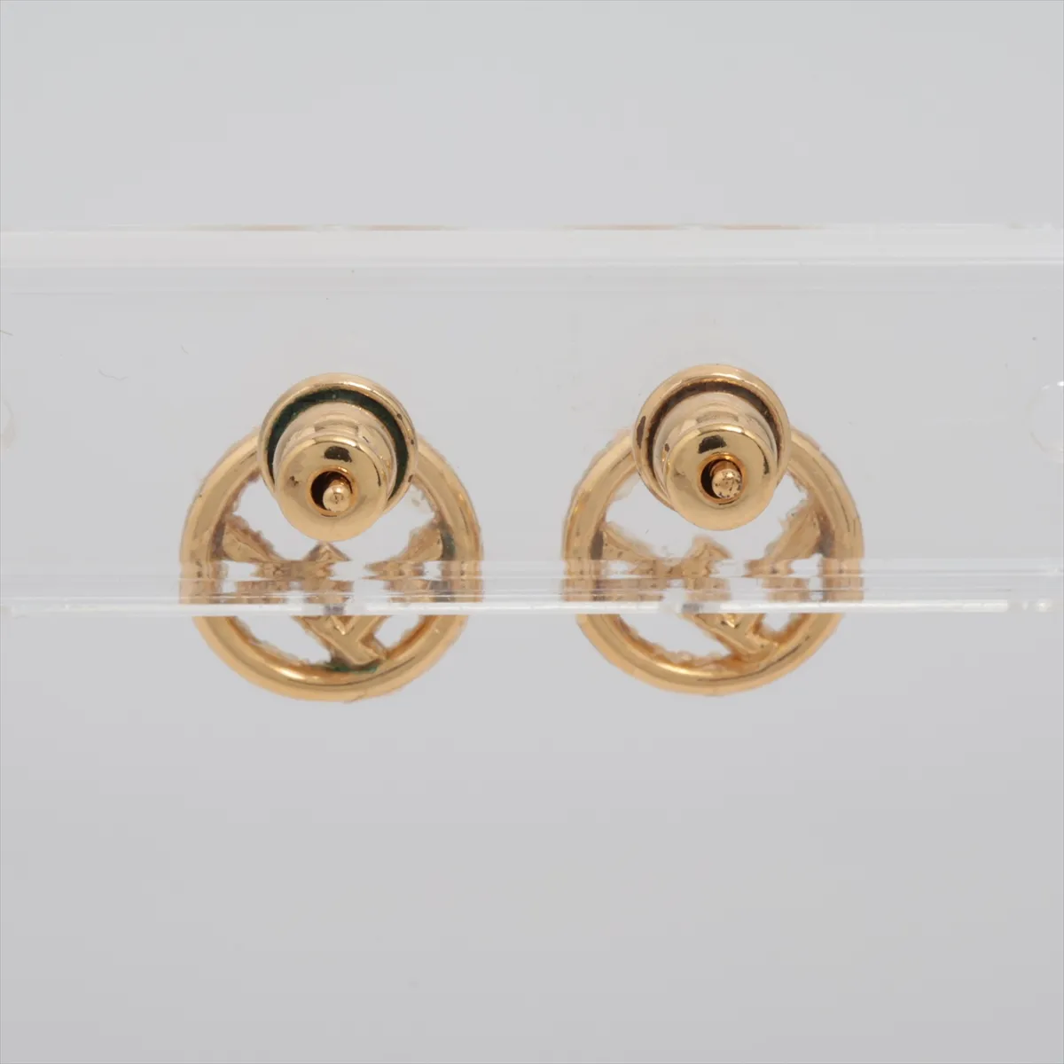 F is Fendi earrings (for both ears), GP x rhinestone, gold, — view 2