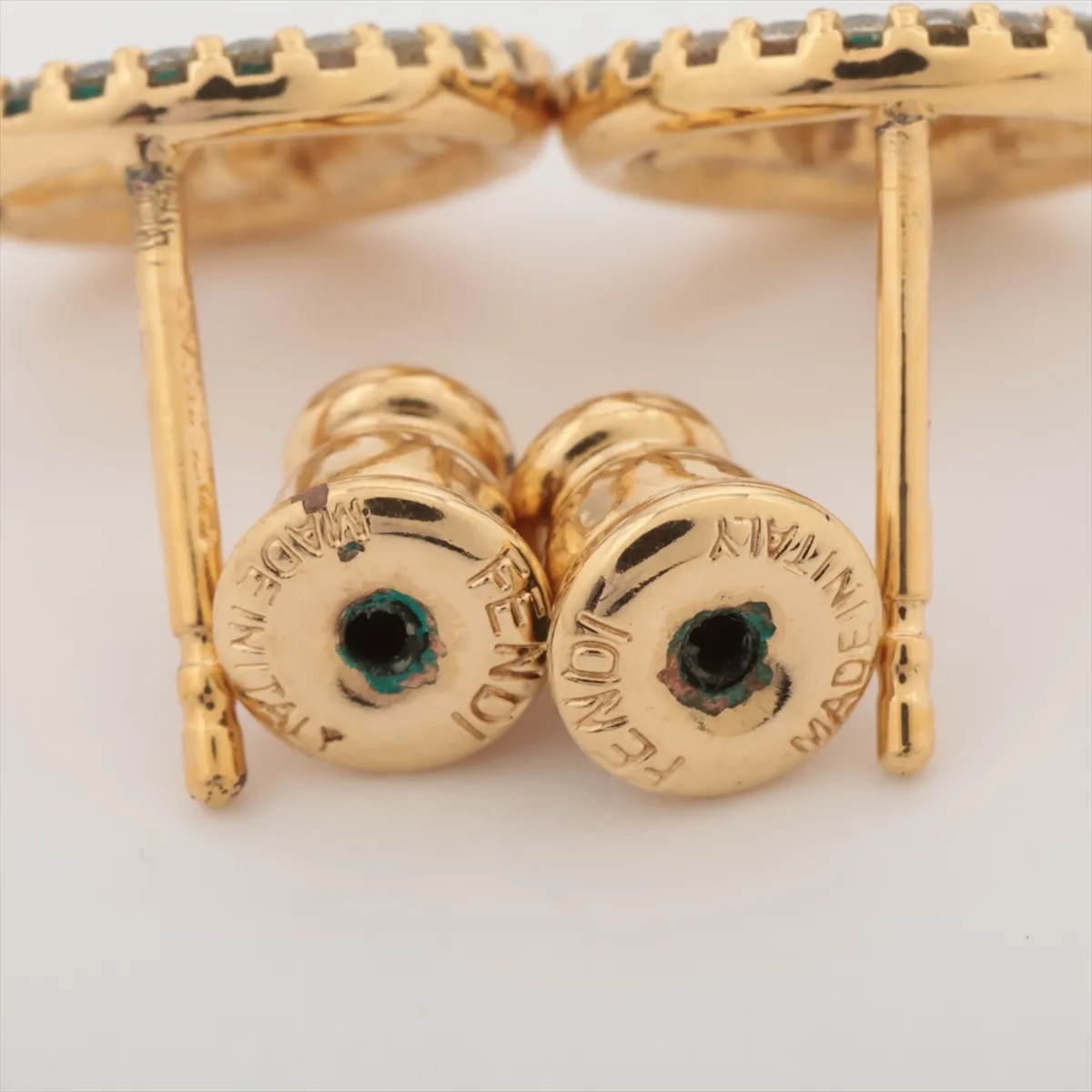 F is Fendi earrings (for both ears), GP x rhinestone, gold, — view 4