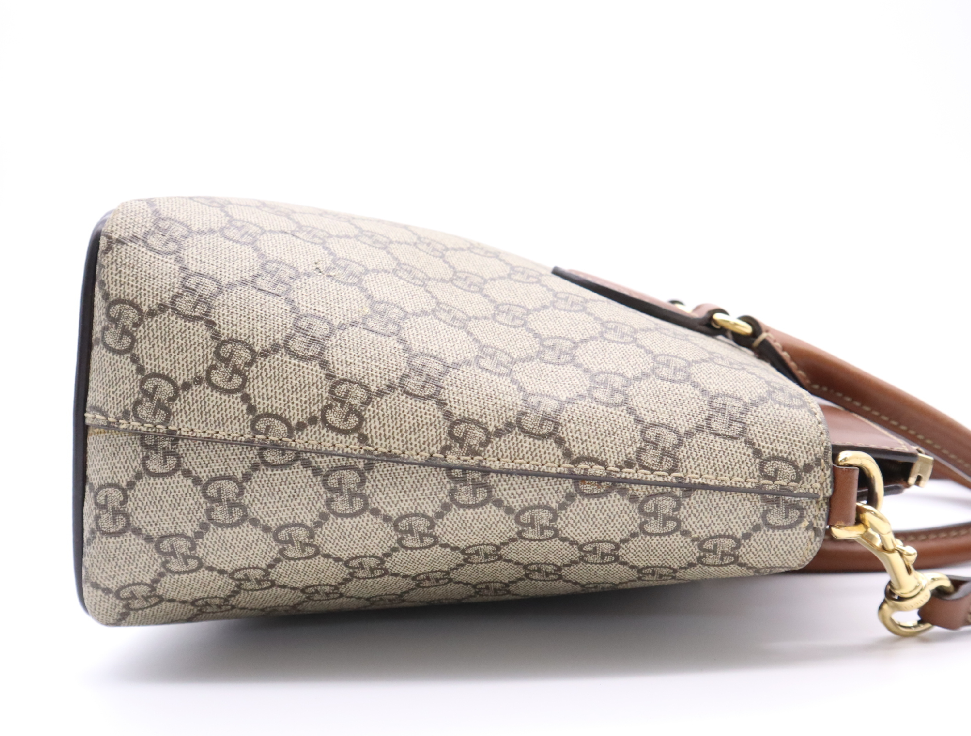 409534 Canvas x Leather GG Supreme Handbag, Brown, Gold Hardware, with Shoulder Strap — view 5