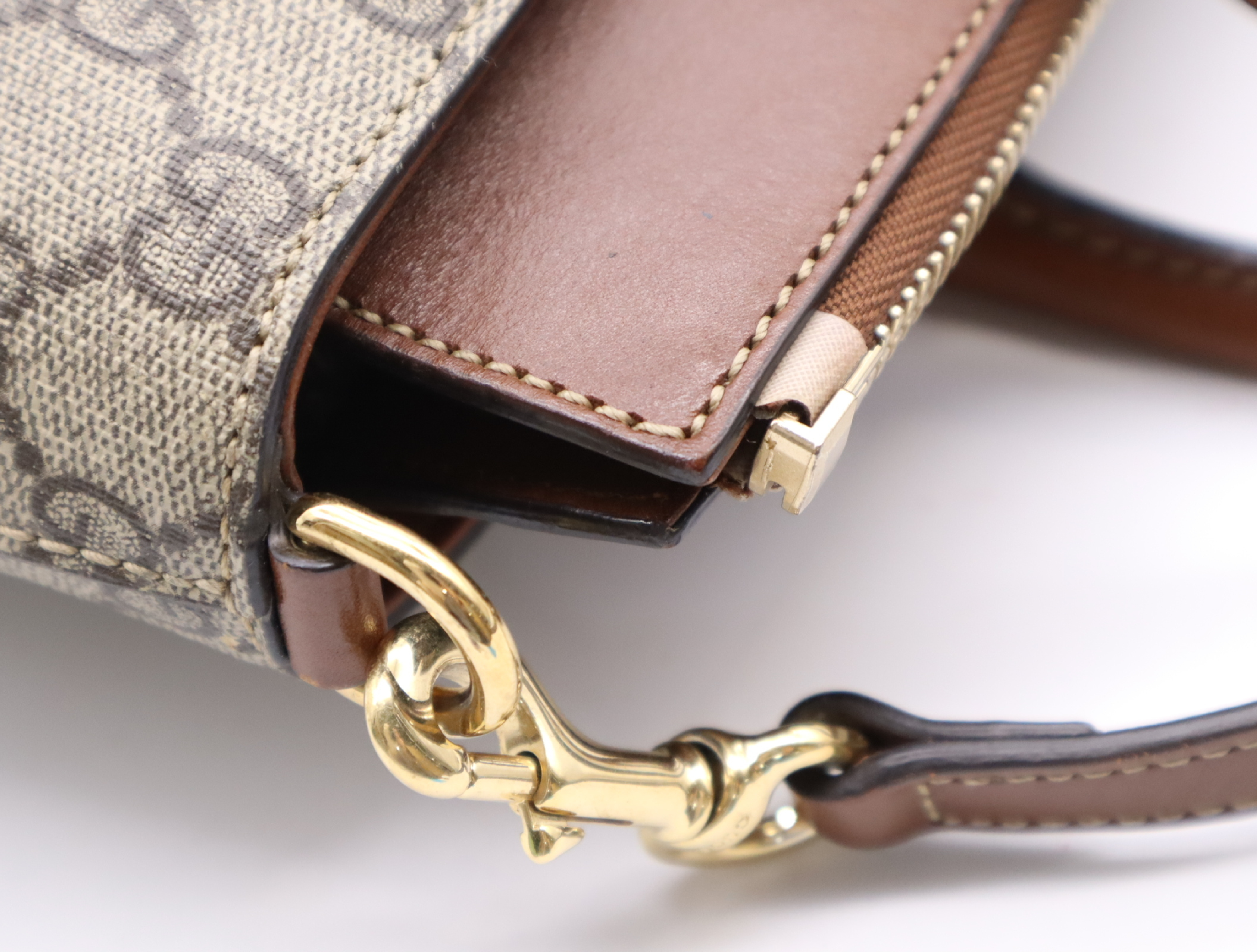 409534 Canvas x Leather GG Supreme Handbag, Brown, Gold Hardware, with Shoulder Strap — view 8