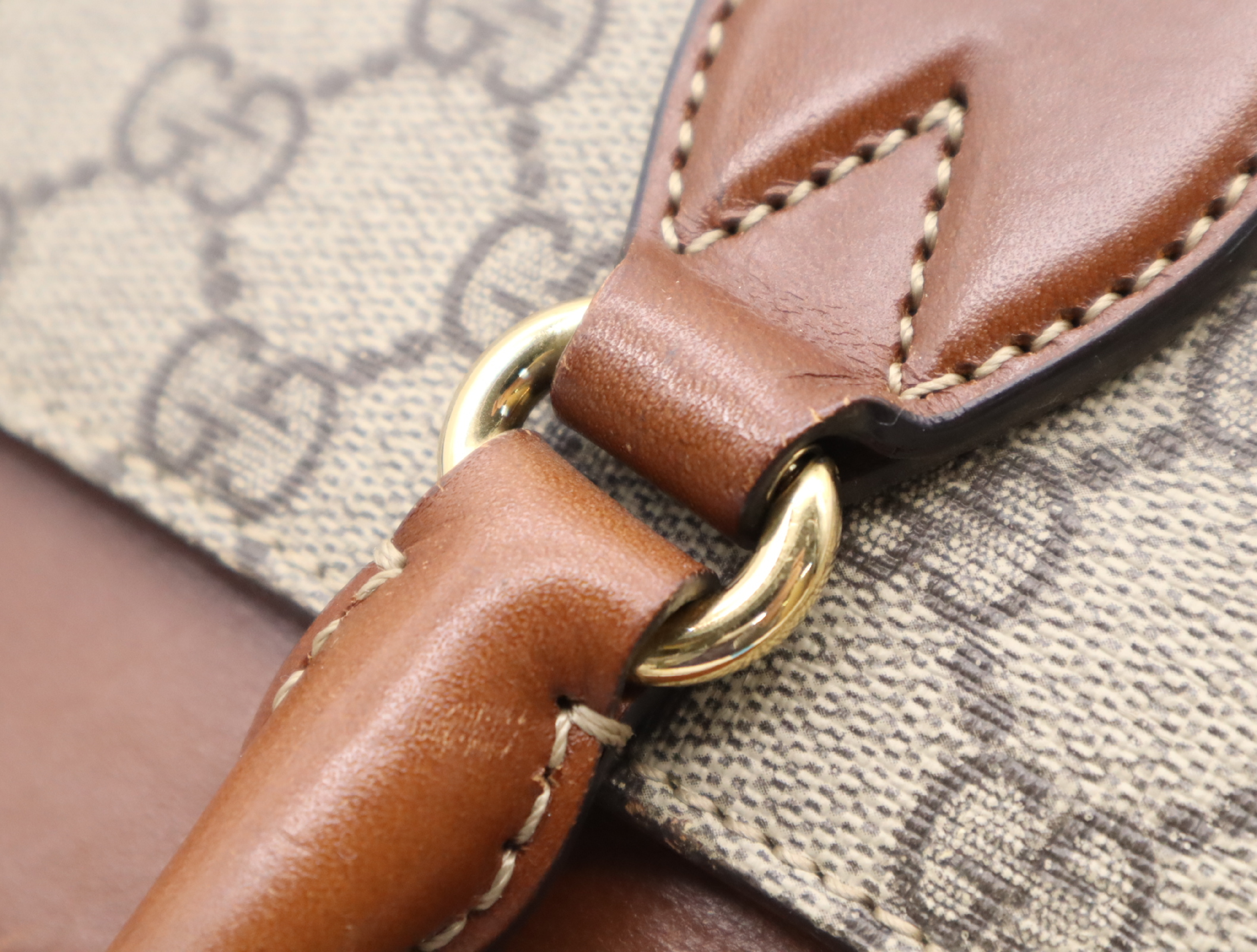 409534 Canvas x Leather GG Supreme Handbag, Brown, Gold Hardware, with Shoulder Strap — view 10
