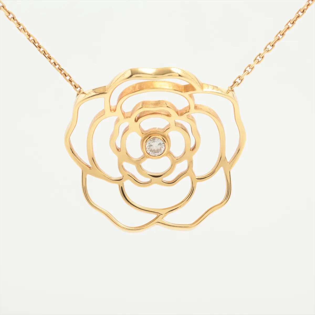 Camellia Diamond Necklace 750 (Yellow Gold) 9.8g Z34328