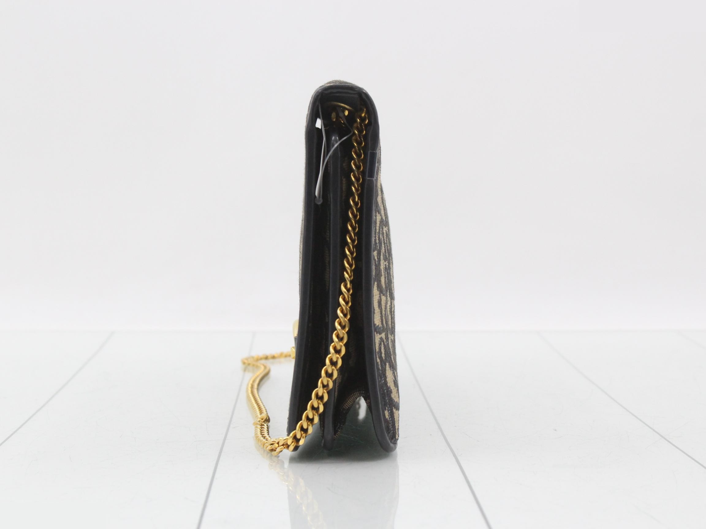 Chain shoulder bag - Beige, Navy, Canvas — view 3