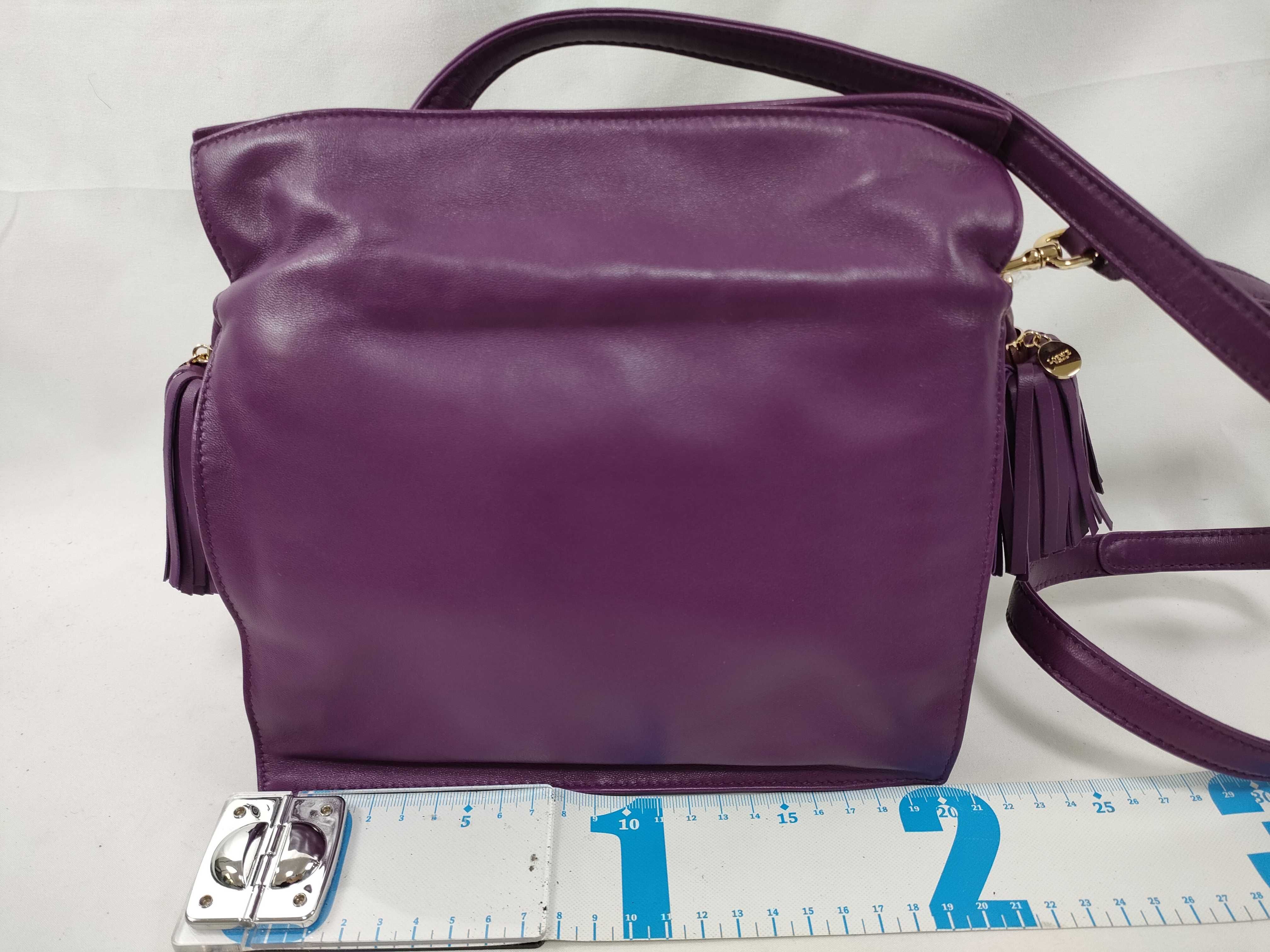Flamenco Nappa Leather Shoulder Bag, Purple, Gold Hardware, Tassel, with Booklet. — view 2