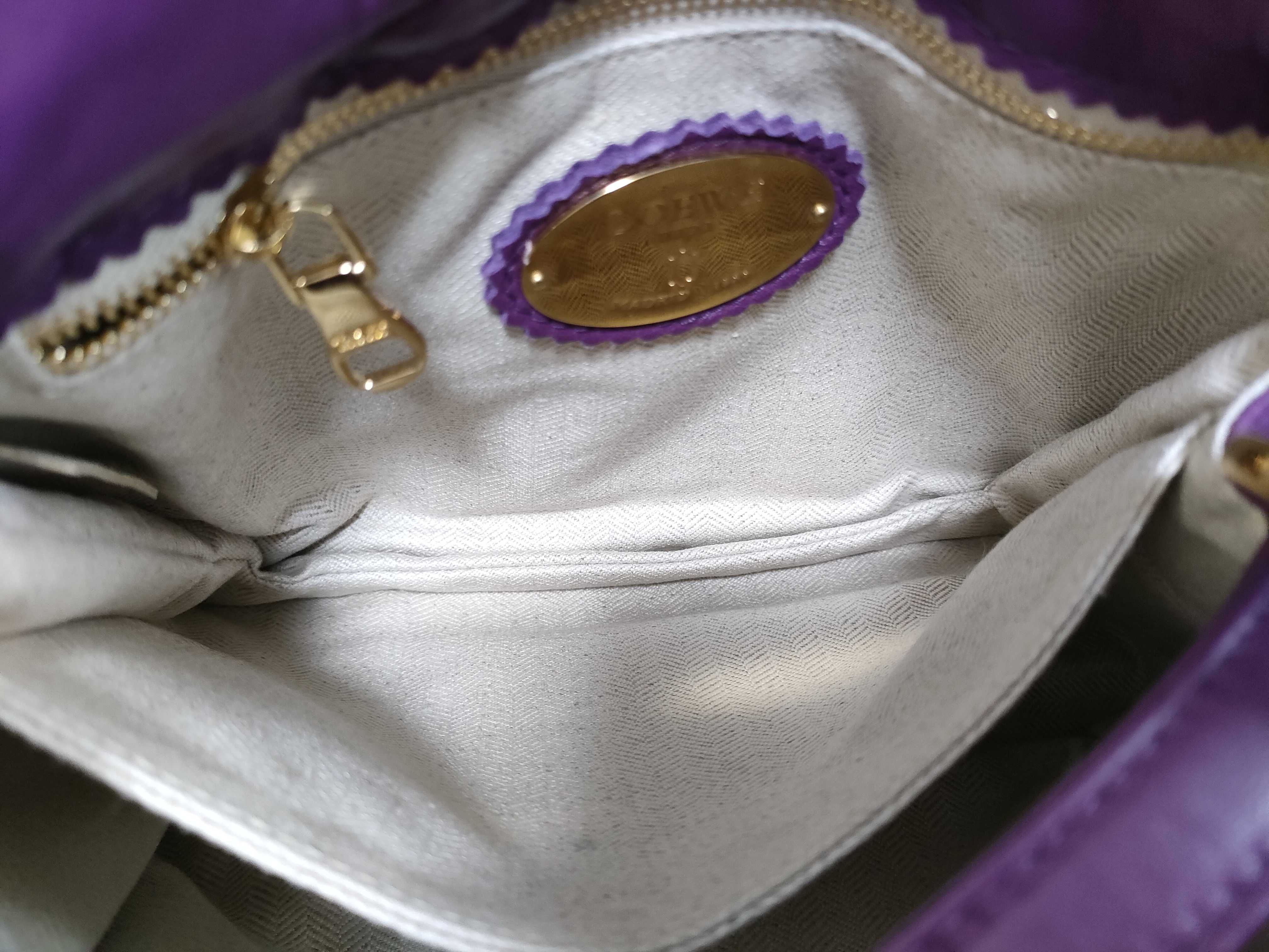 Flamenco Nappa Leather Shoulder Bag, Purple, Gold Hardware, Tassel, with Booklet. — view 12