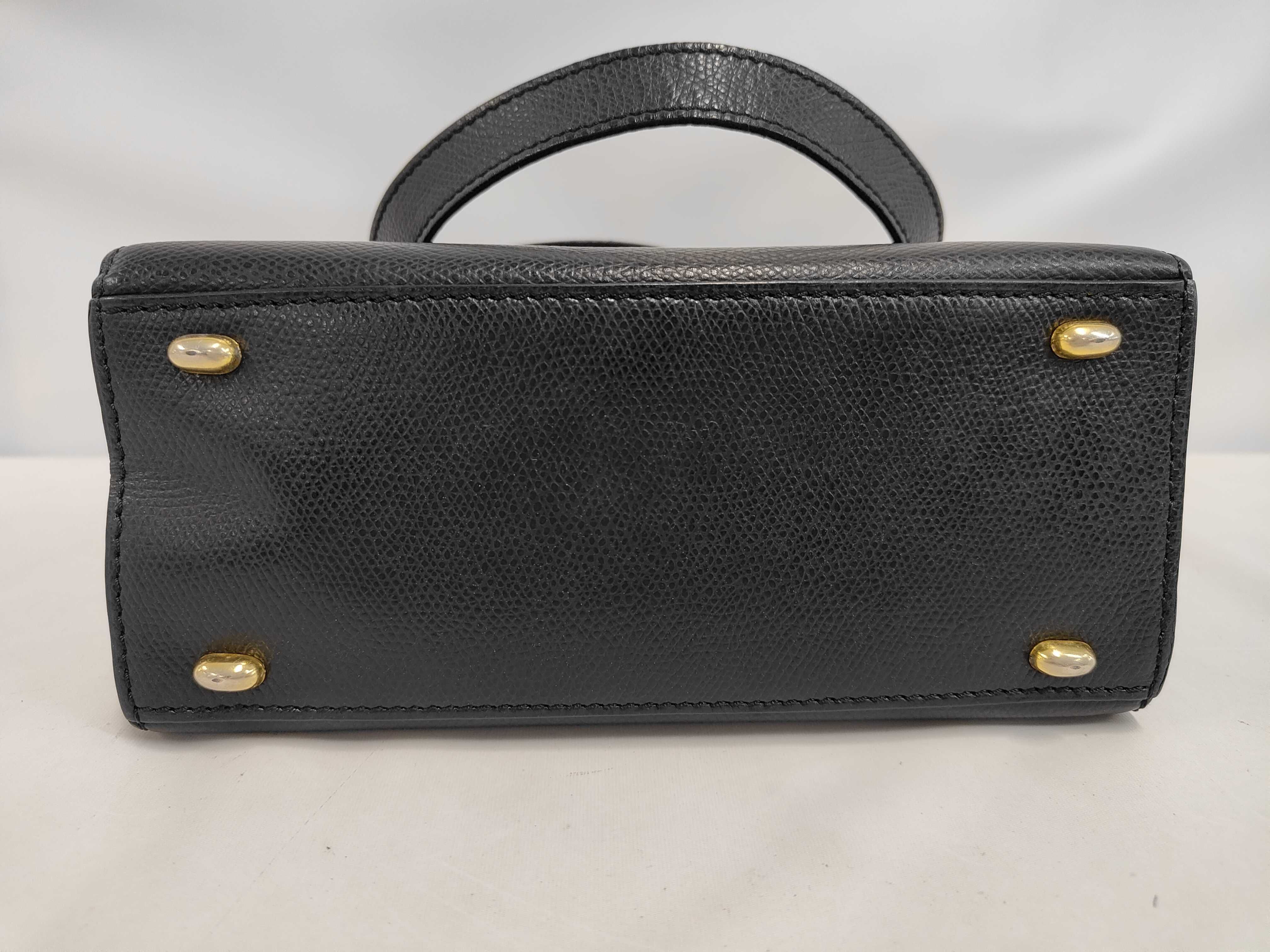 Leather Turnlock Handbag, Black Handbag — view 4