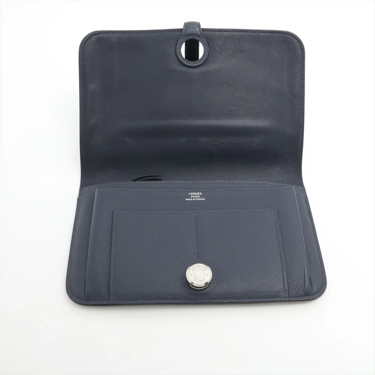 Dogon GM Taurillon Clemence Long Wallet, Navy, Silver Hardware, W: 2024 — view 3