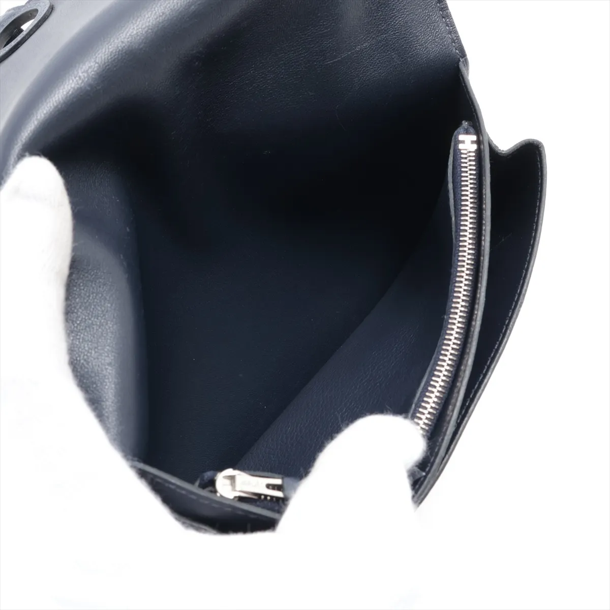 Dogon GM Taurillon Clemence Long Wallet, Navy, Silver Hardware, W: 2024 — view 4