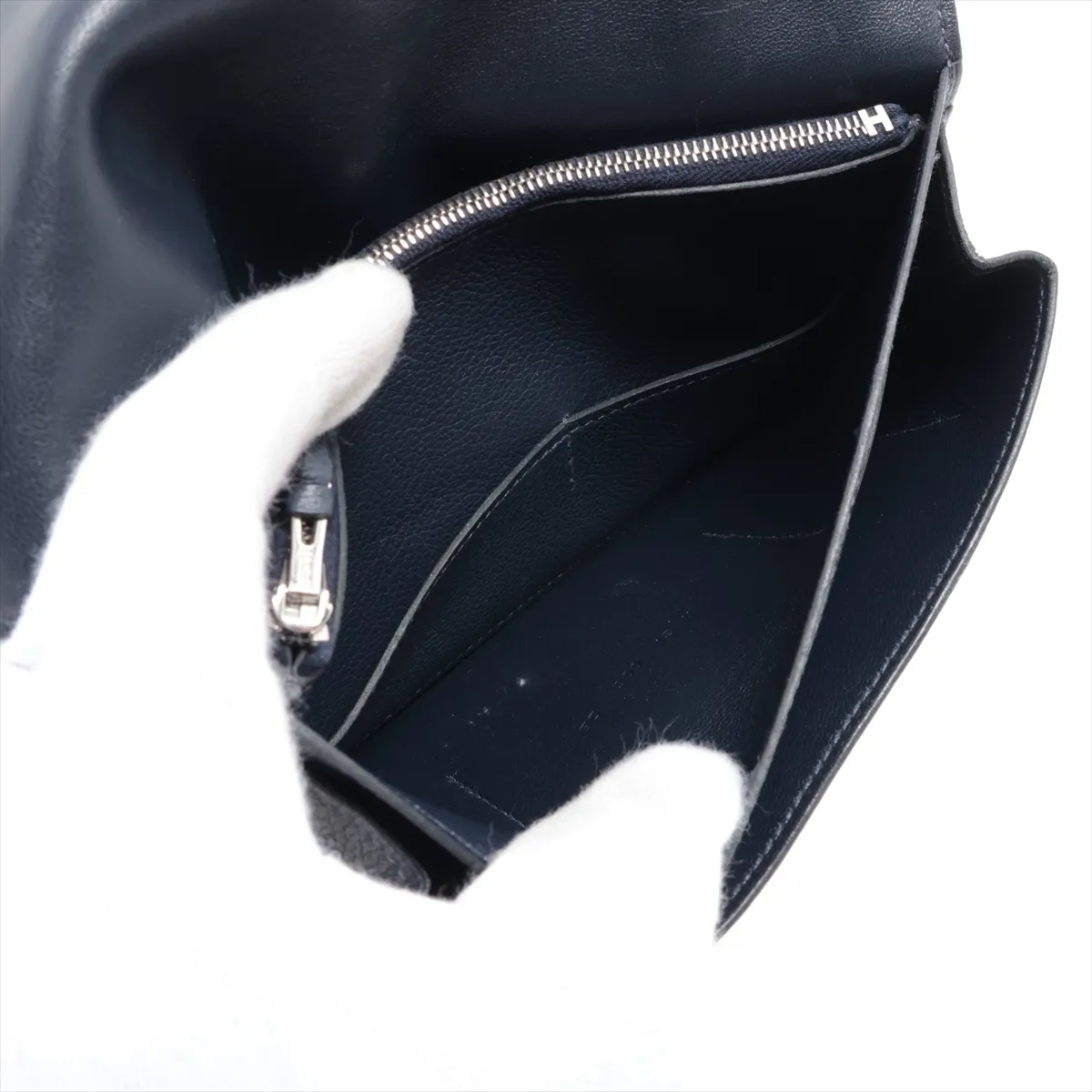 Dogon GM Taurillon Clemence Long Wallet, Navy, Silver Hardware, W: 2024 — view 5