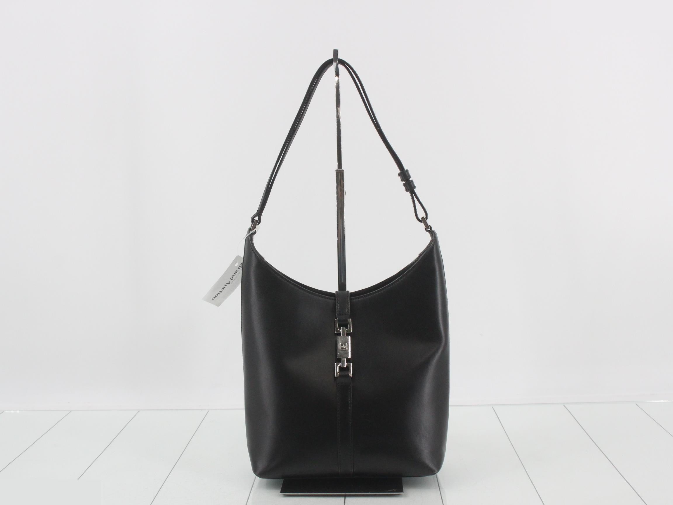 Jackie All-Leather Shoulder Bag, Black